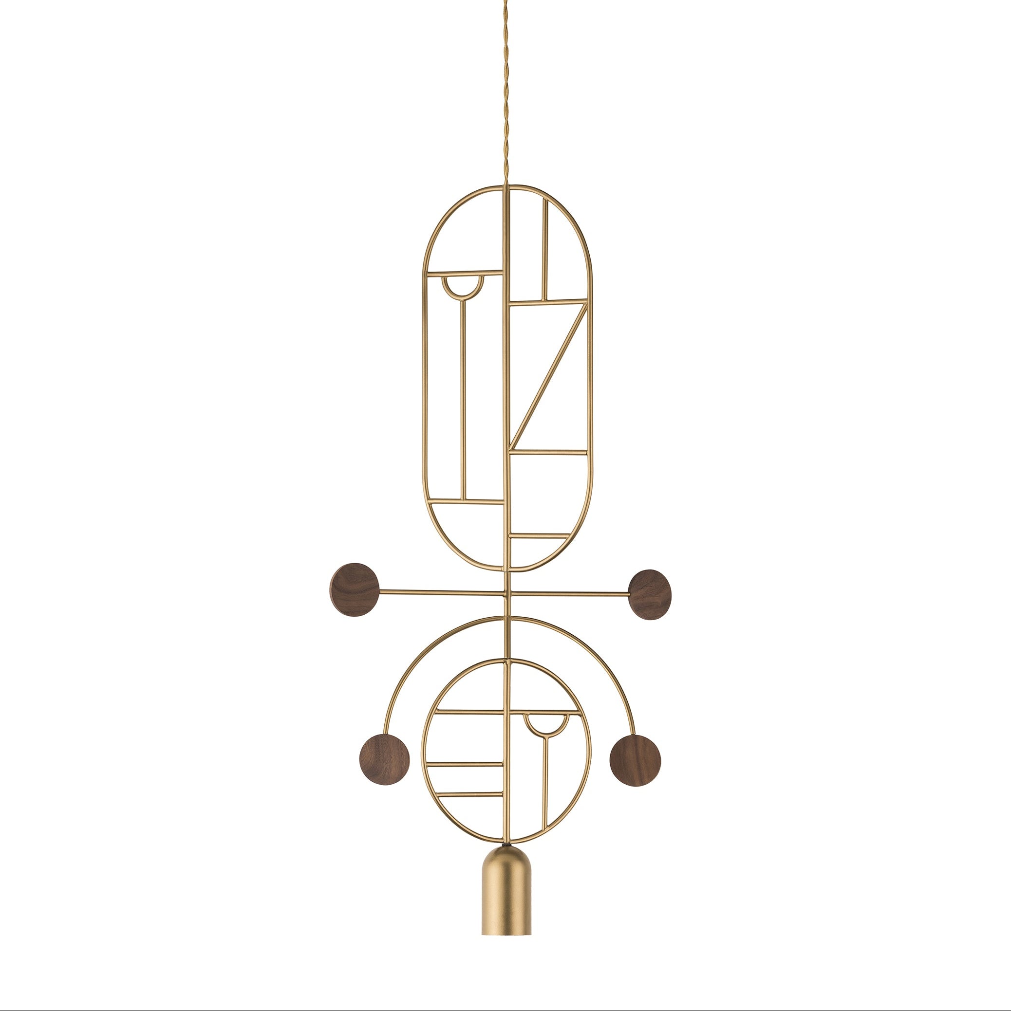 Závesná lampa WOODEN DOTS WDS08 mosadzná s orechovým drevom