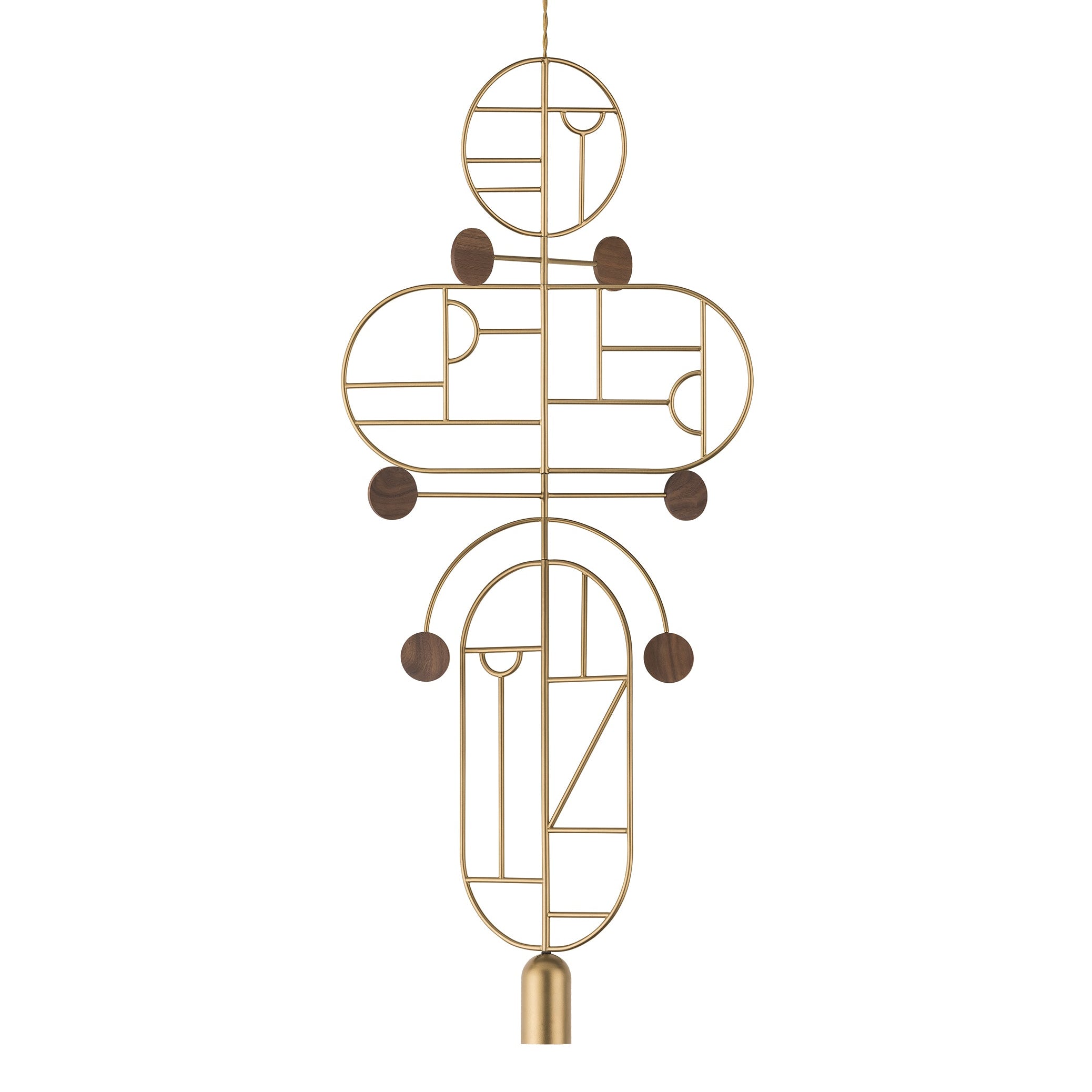 WOODEN DOTS WDS19 Pendant Lamp in Brass with Walnut Wood