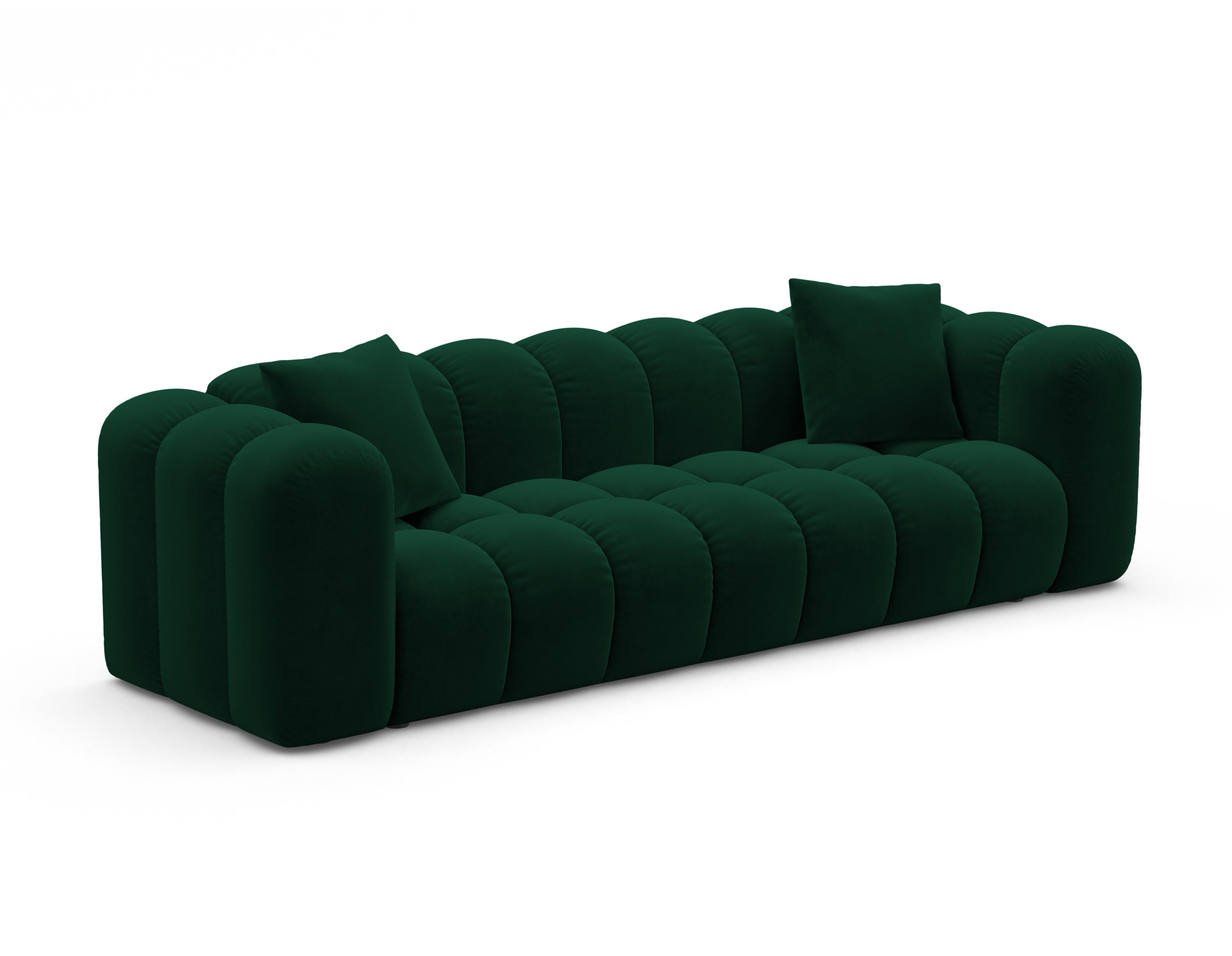 Sofa z aksamitom s funkciou spania ASTRO v fľaškovozelenej farbe