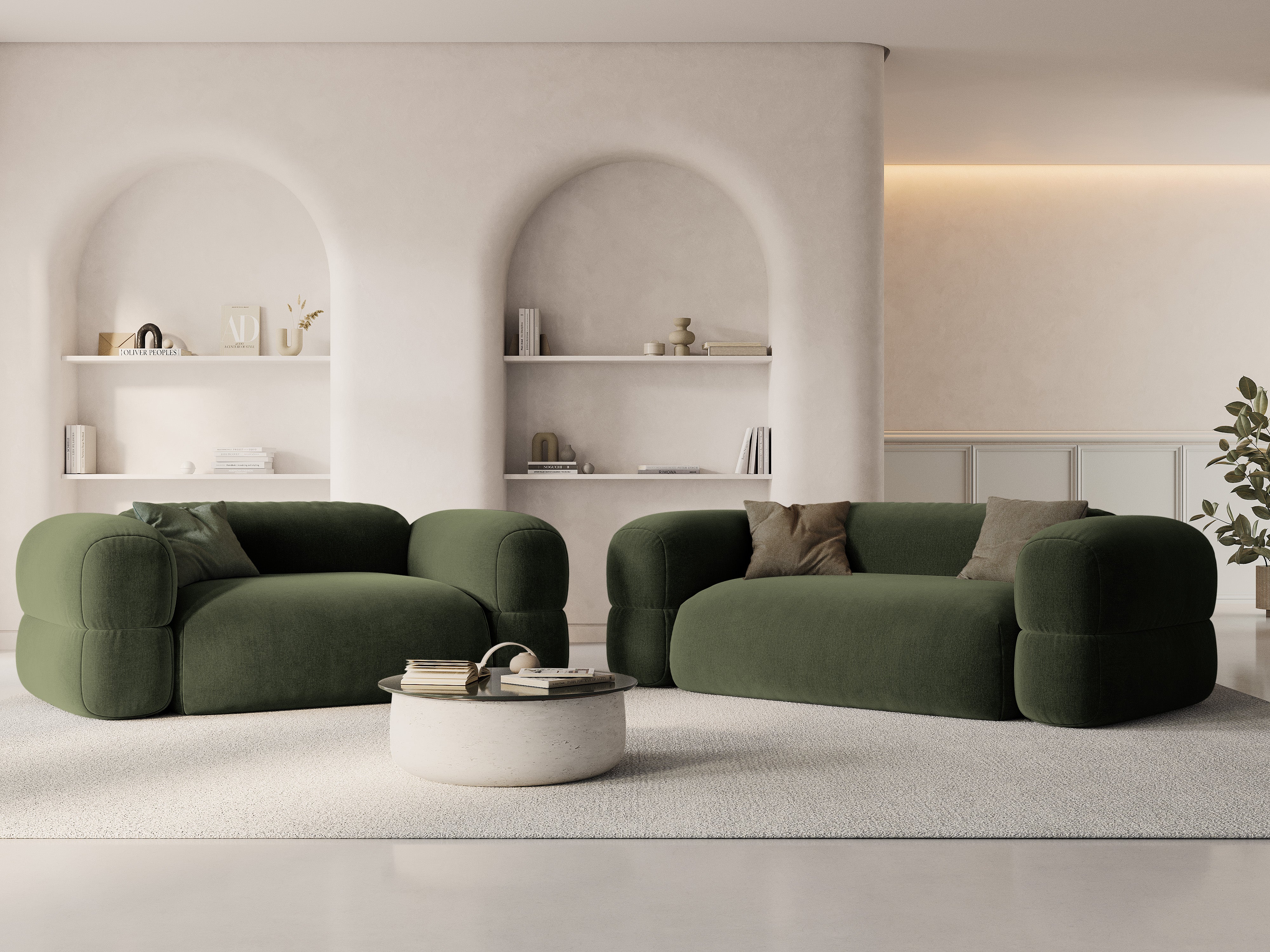 Sofa zamatová 3-miestna ROGER olivová
