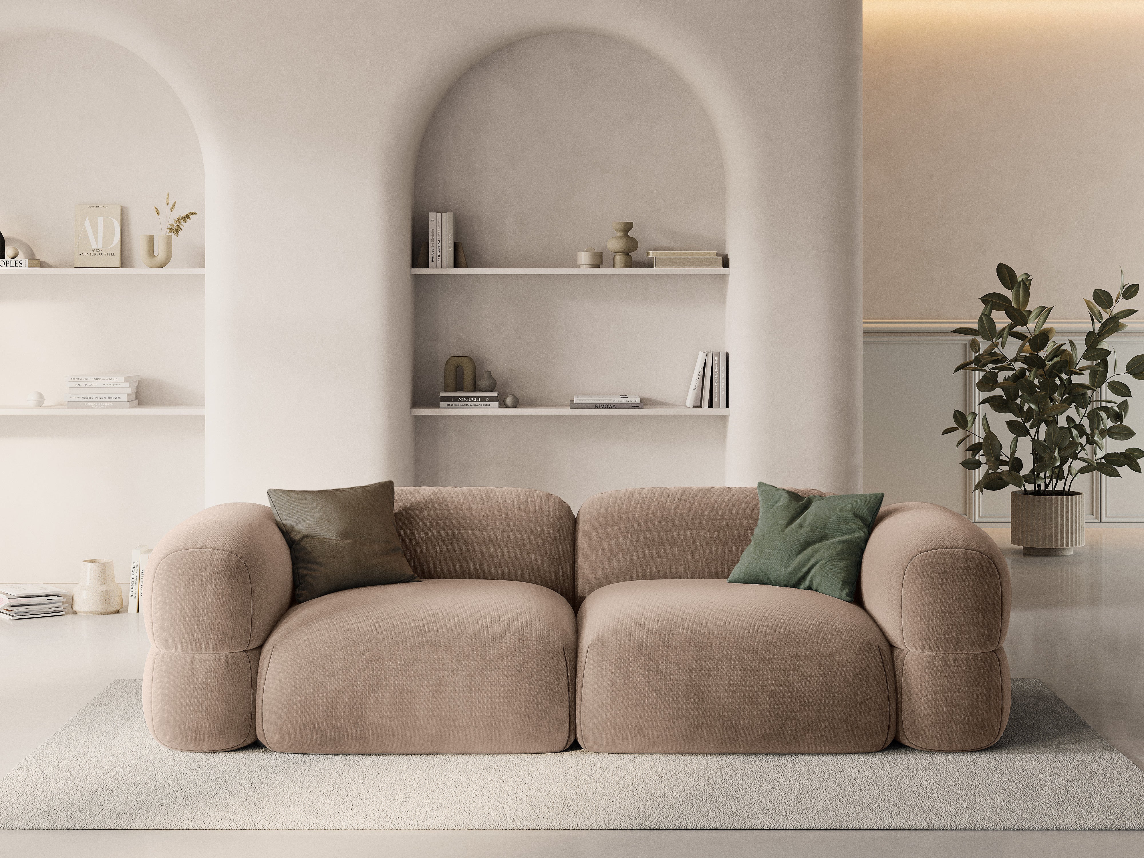 Sofa z jemného velúru pre 4 osoby ROGER tmavobežová