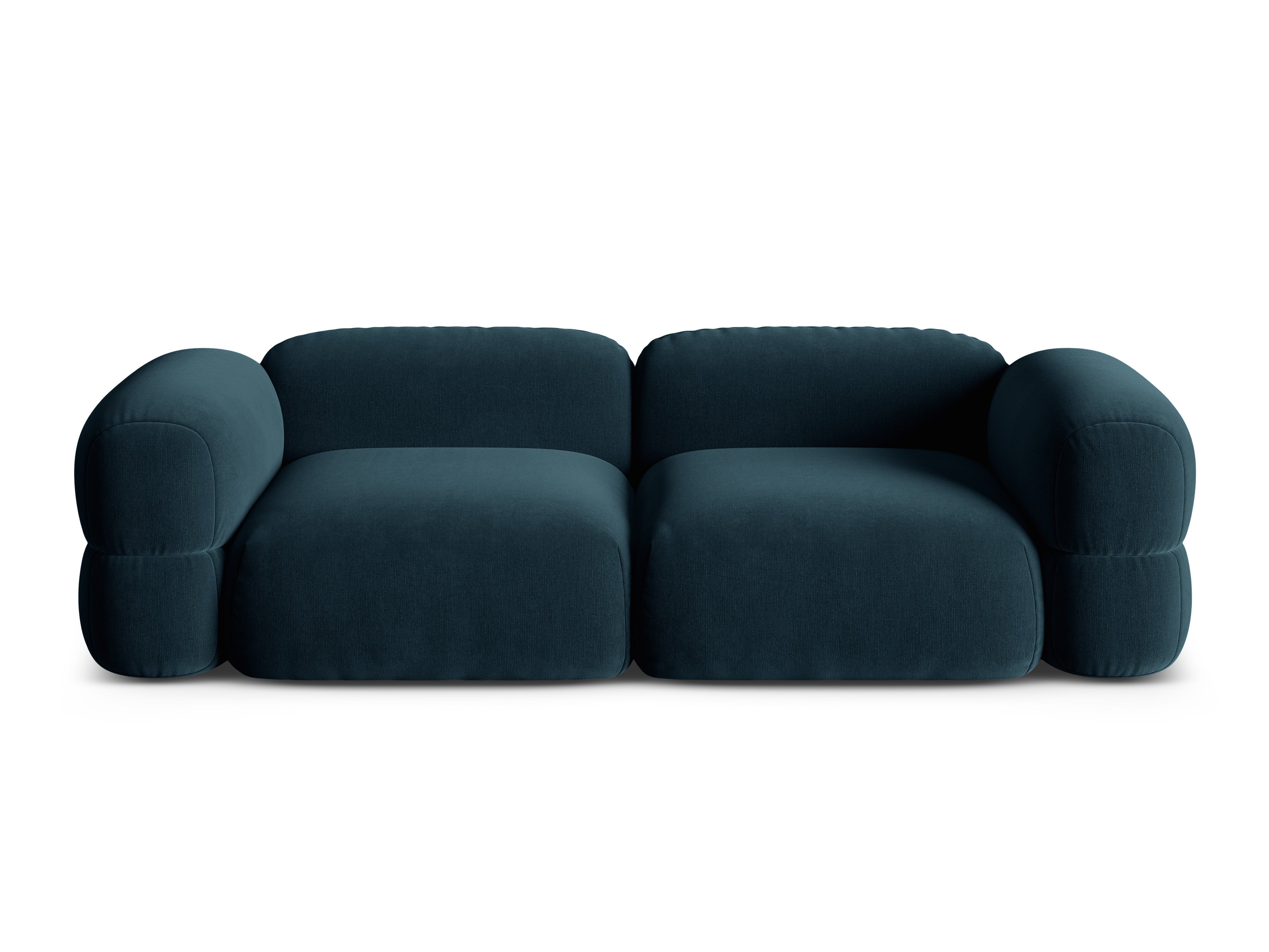 Sofa z jemného velúru pre 4 osoby ROGER petrolová modrá