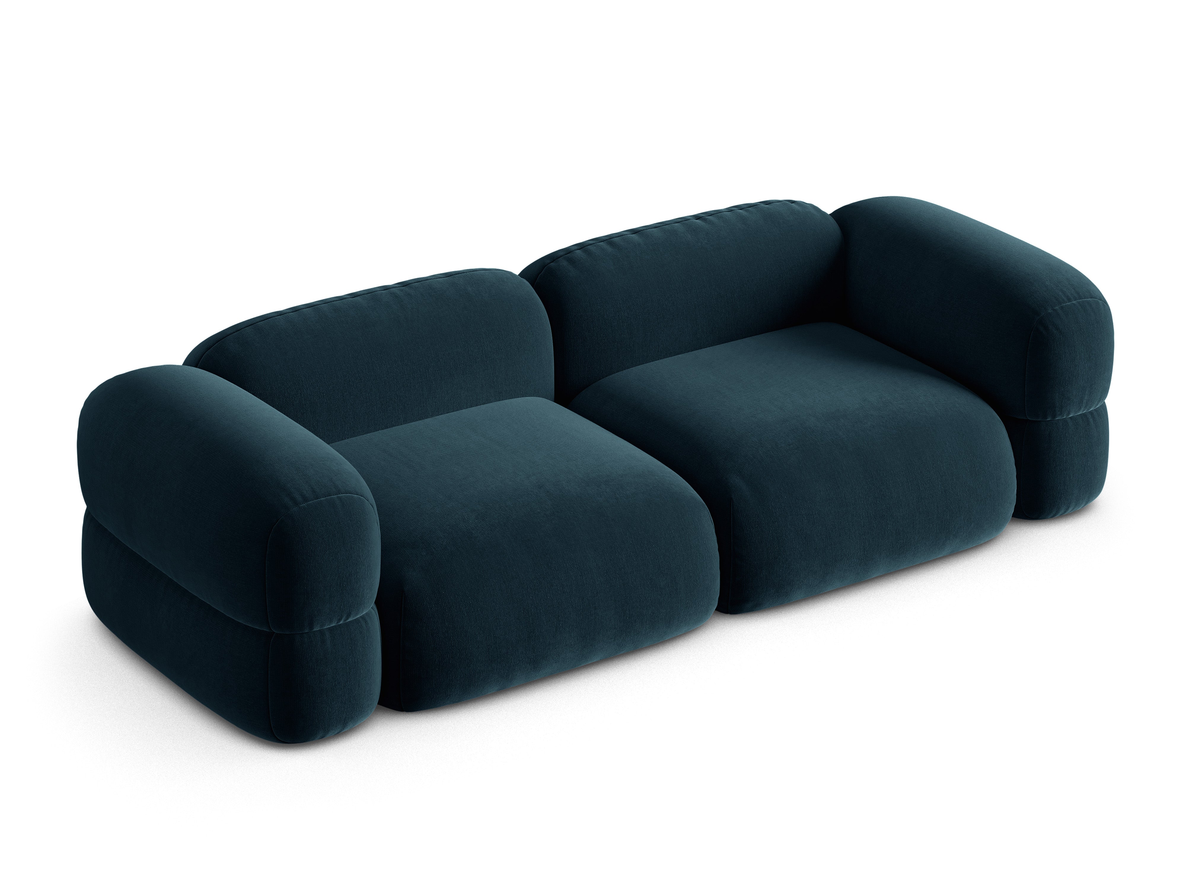 Sofa z jemného velúru pre 4 osoby ROGER petrolová modrá