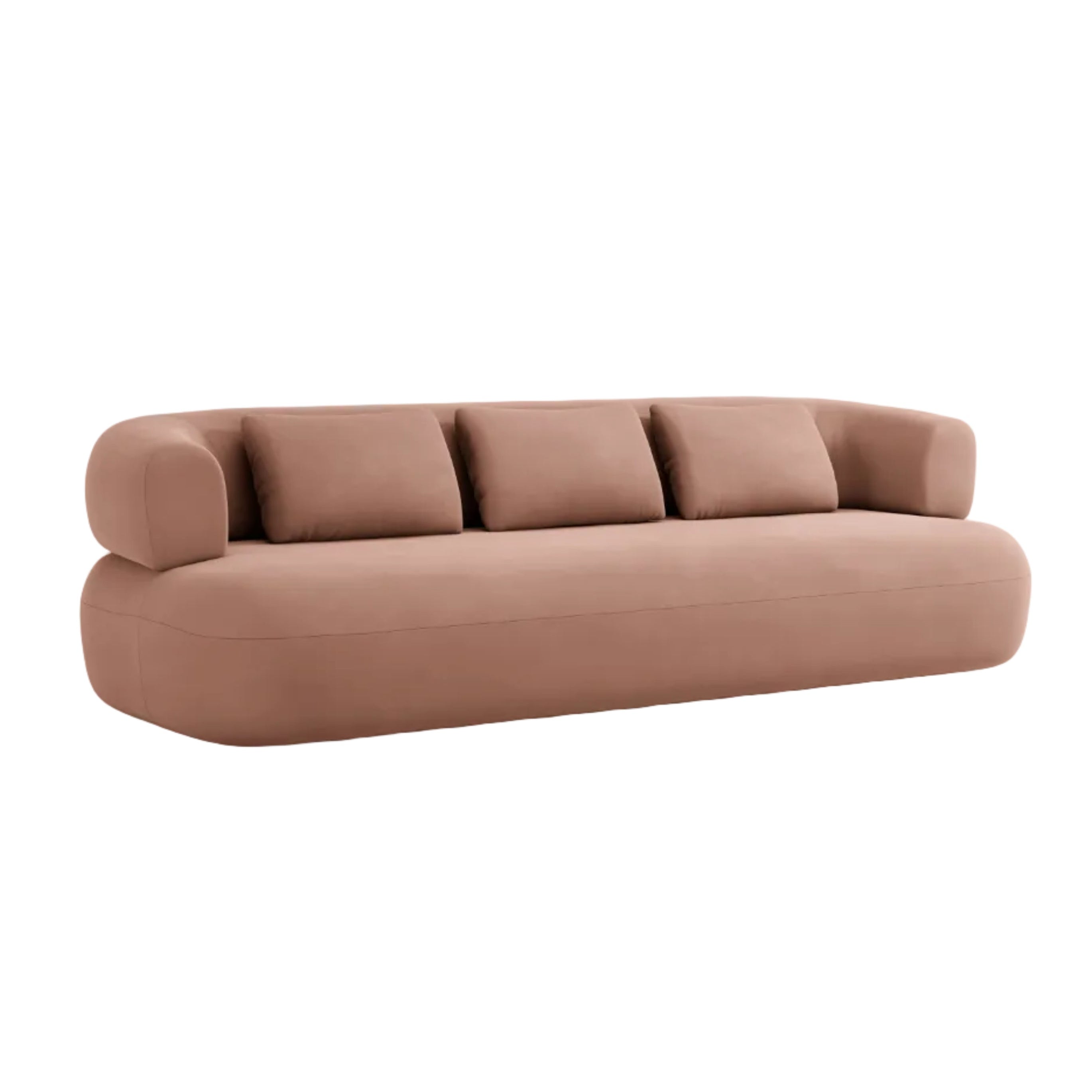 Sofa z jemného sametu pre 4 osoby ALDRIN v ružovej farbe