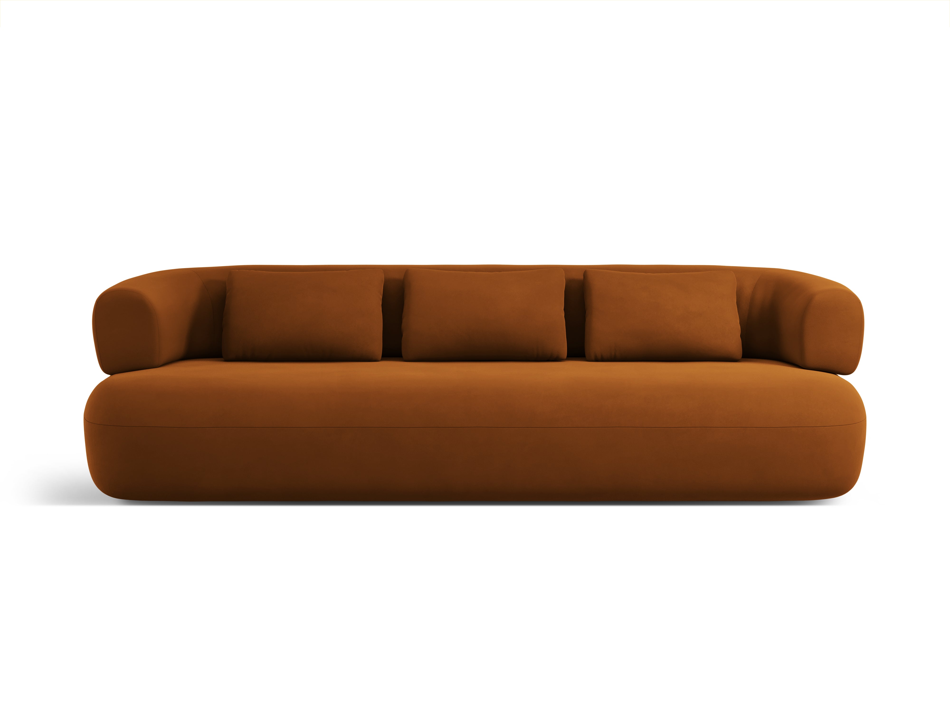 Sofa z jemného zamatového materiálu pre 4 osoby ALDRIN v tehlovej farbe
