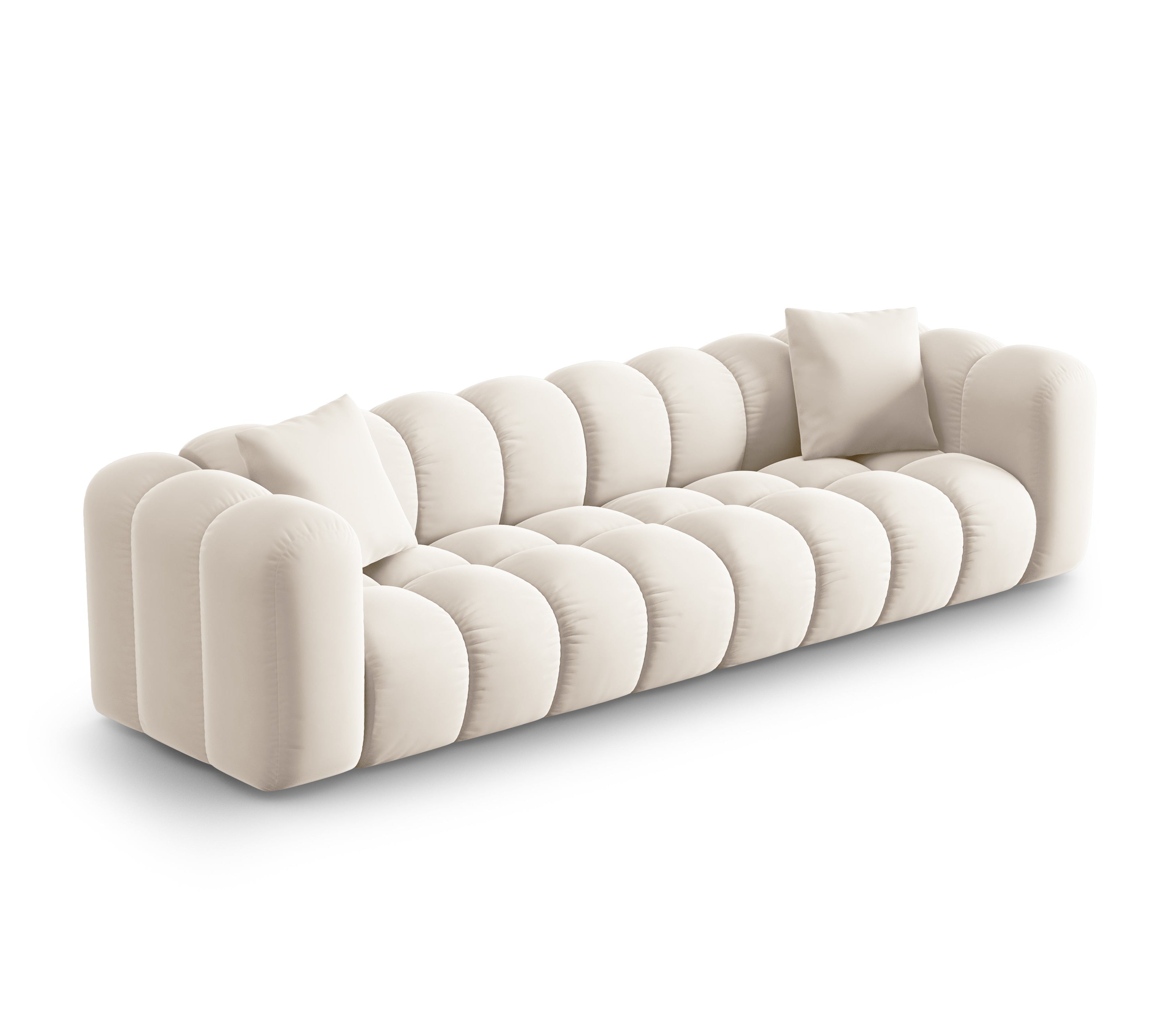 Sofa z jemného velúru pre 4 osoby HALLEY svetlo béžová