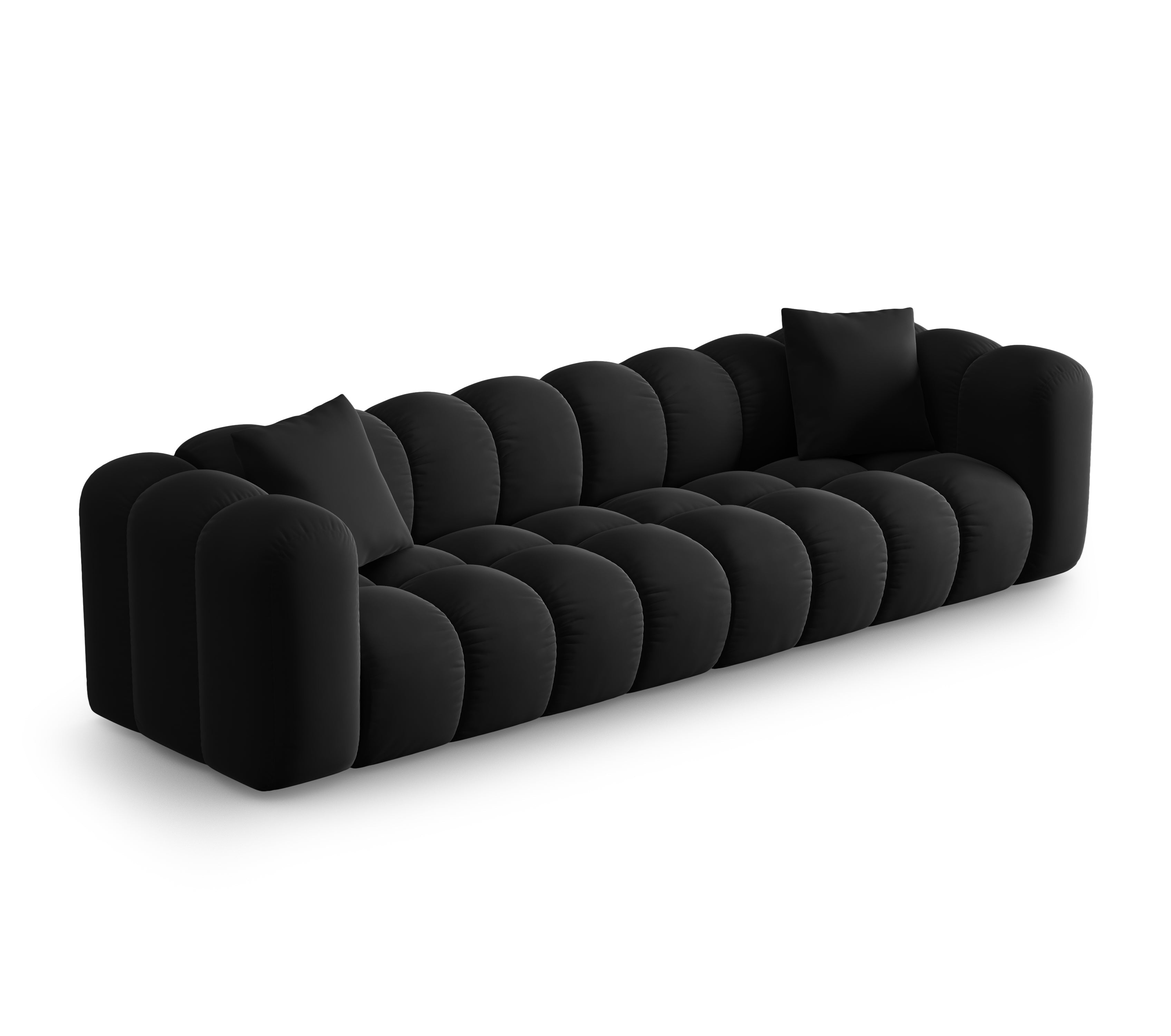Sofa z jemného velúru pre 4 osoby HALLEY čierna