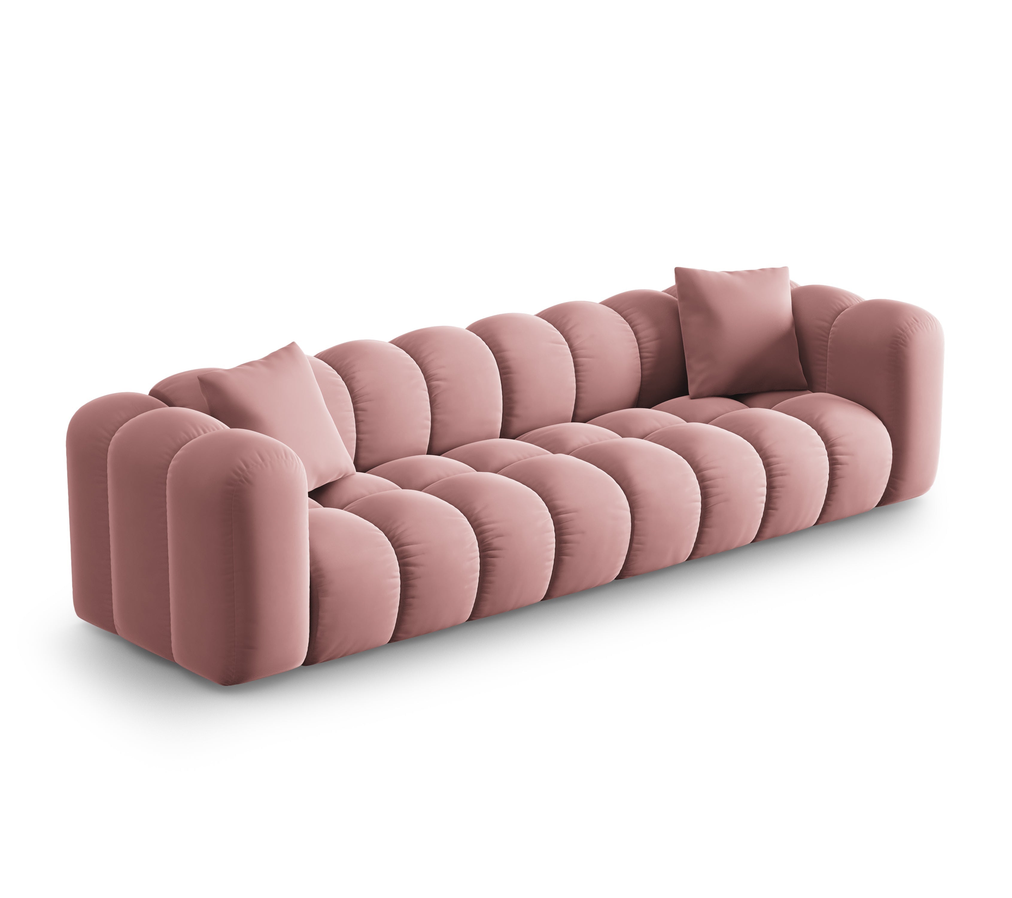 Sofa z jemného velúru pre 4 osoby HALLEY ružová