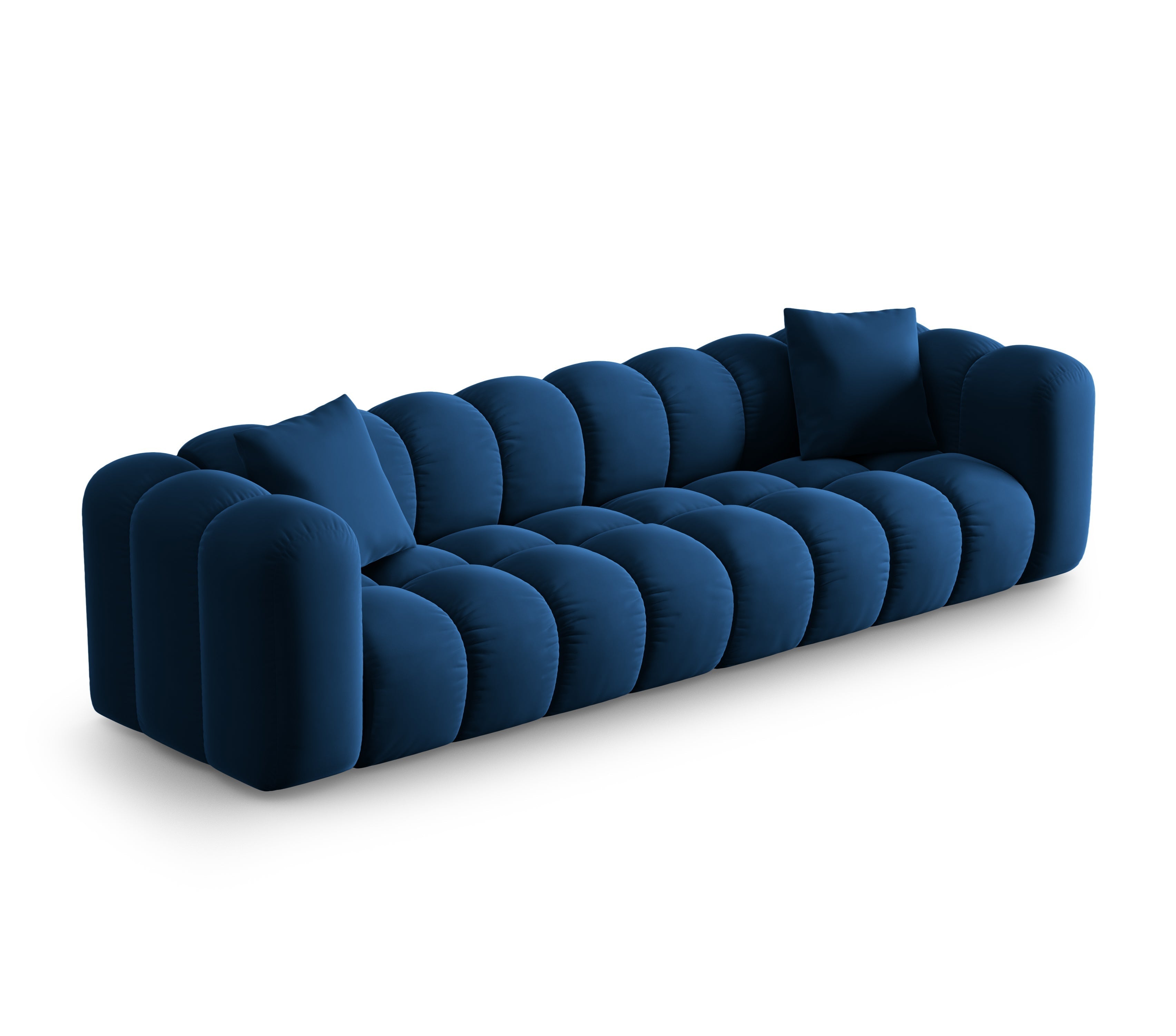 Sofa z jemného velúru pre 4 osoby HALLEY kráľovsky modrá