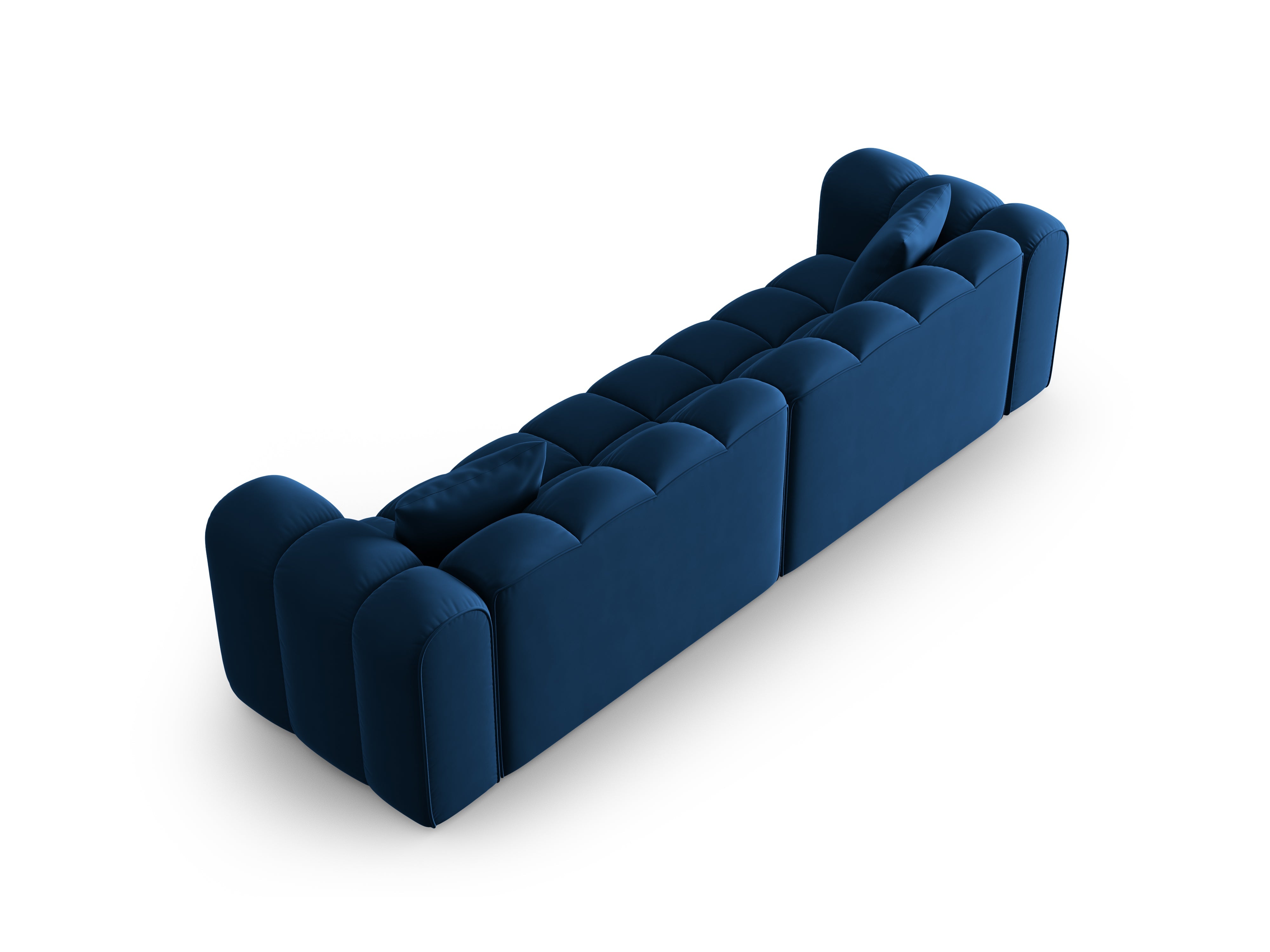 Sofa z jemného velúru pre 4 osoby HALLEY kráľovsky modrá