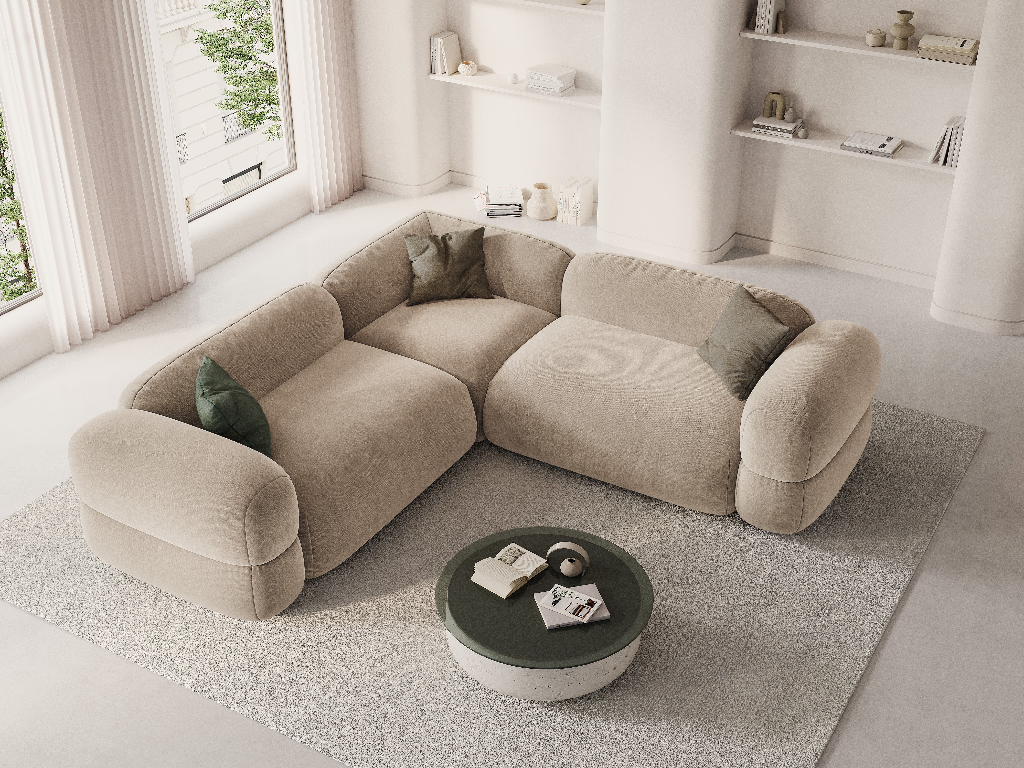 Symetrický rohový gauč ROGER svetlo béžový