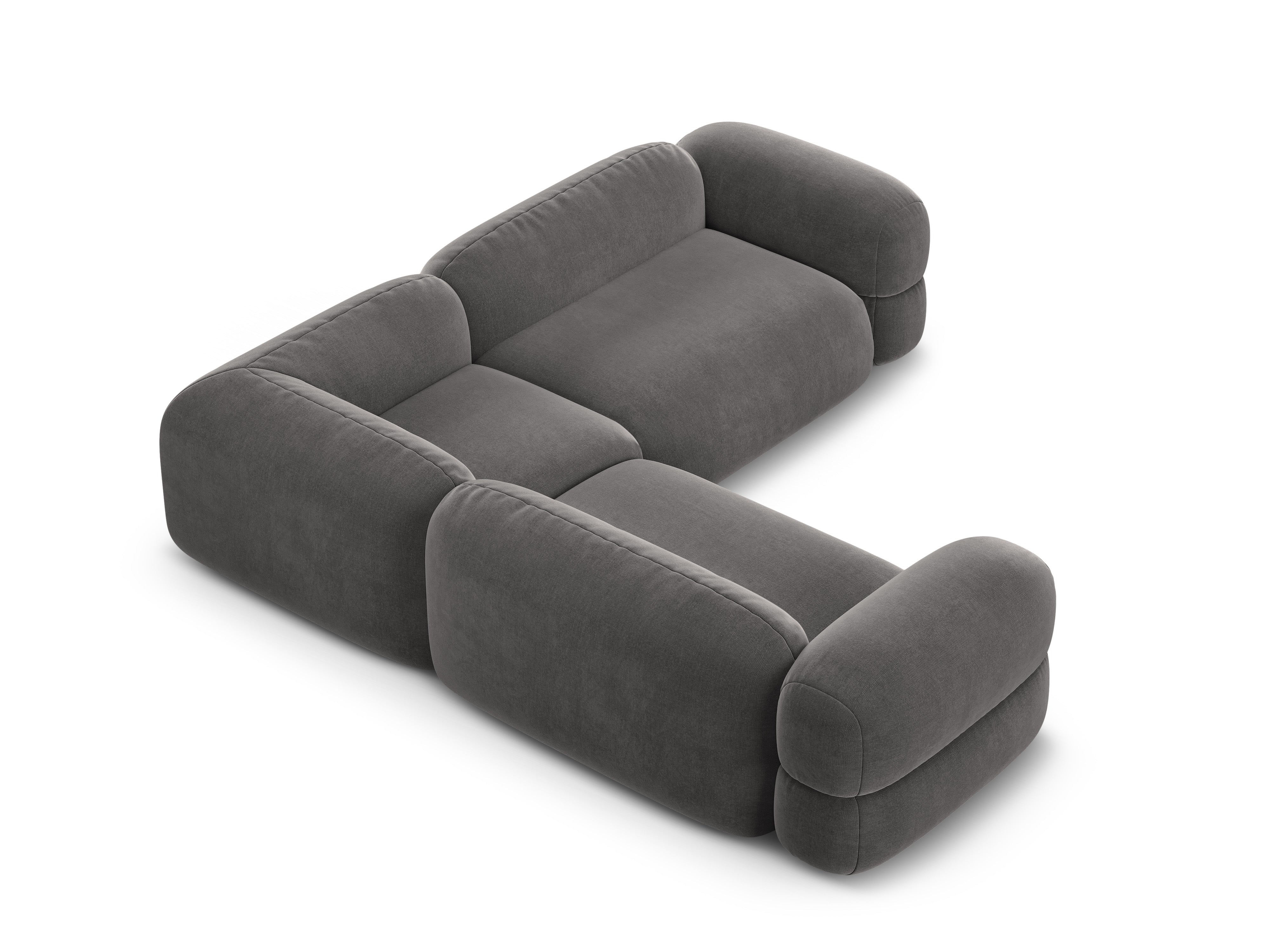 Symetrický rohový gauč z aksamitného materiálu ROGER šedý