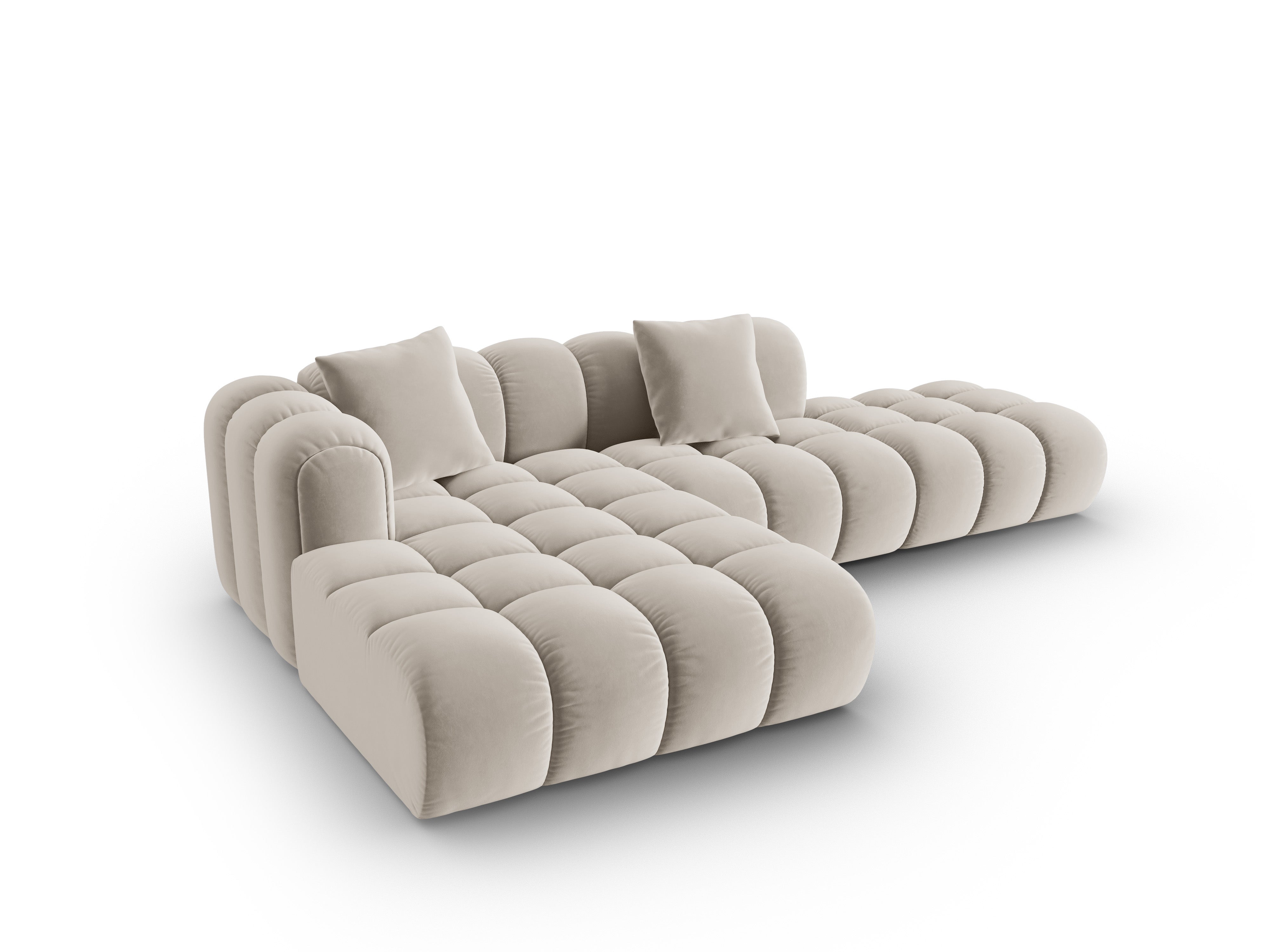 Samostatný sametový rohový gauč ASTRO ecru