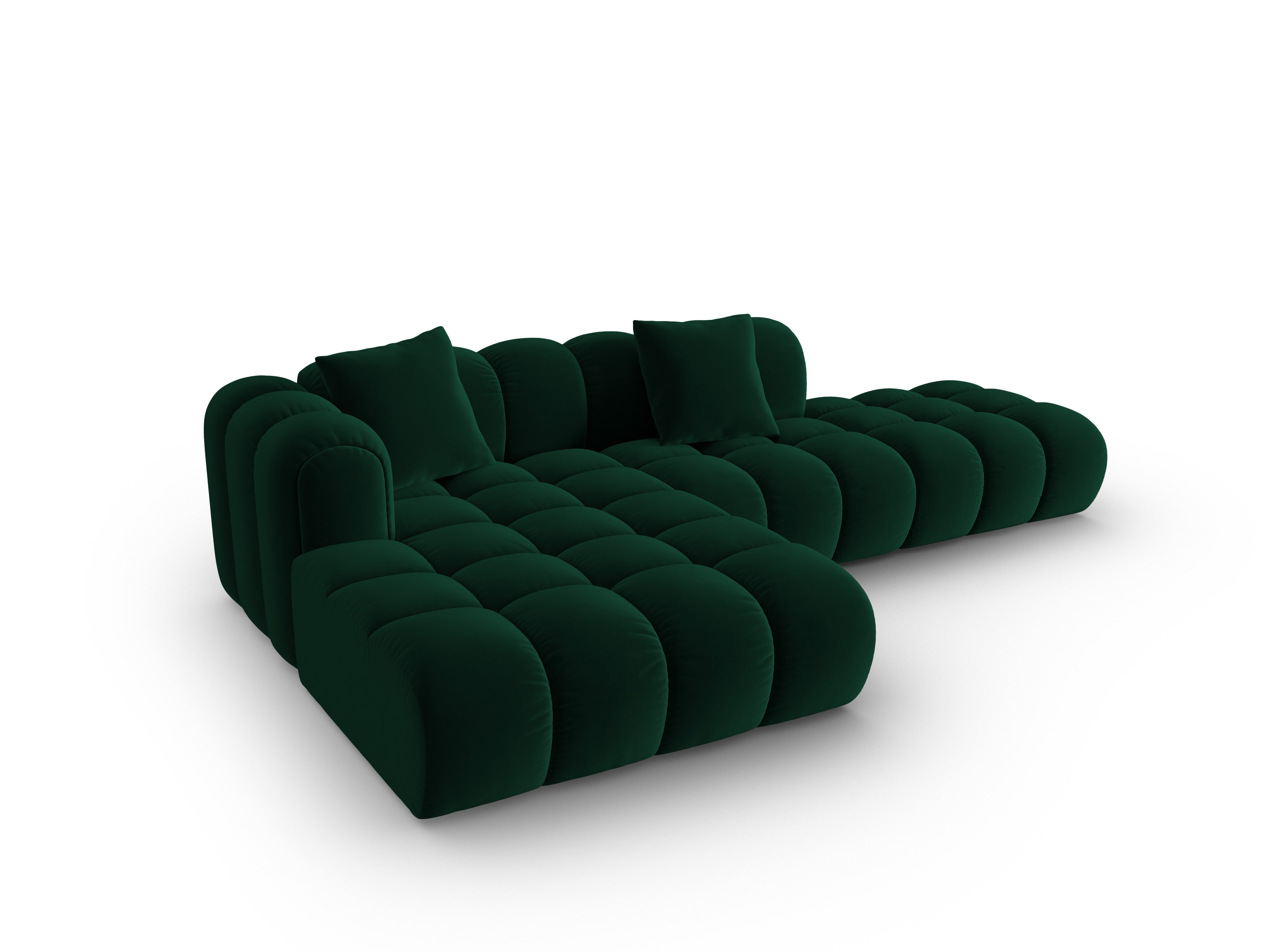 Open left-sided velvet corner sofa ASTRO bottle green
