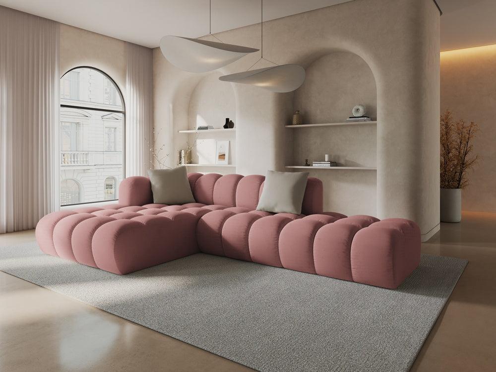 Narożnik aksamitny 5-osobowy lewostronny HALLEY różowy Windsor & Co Eye on Design