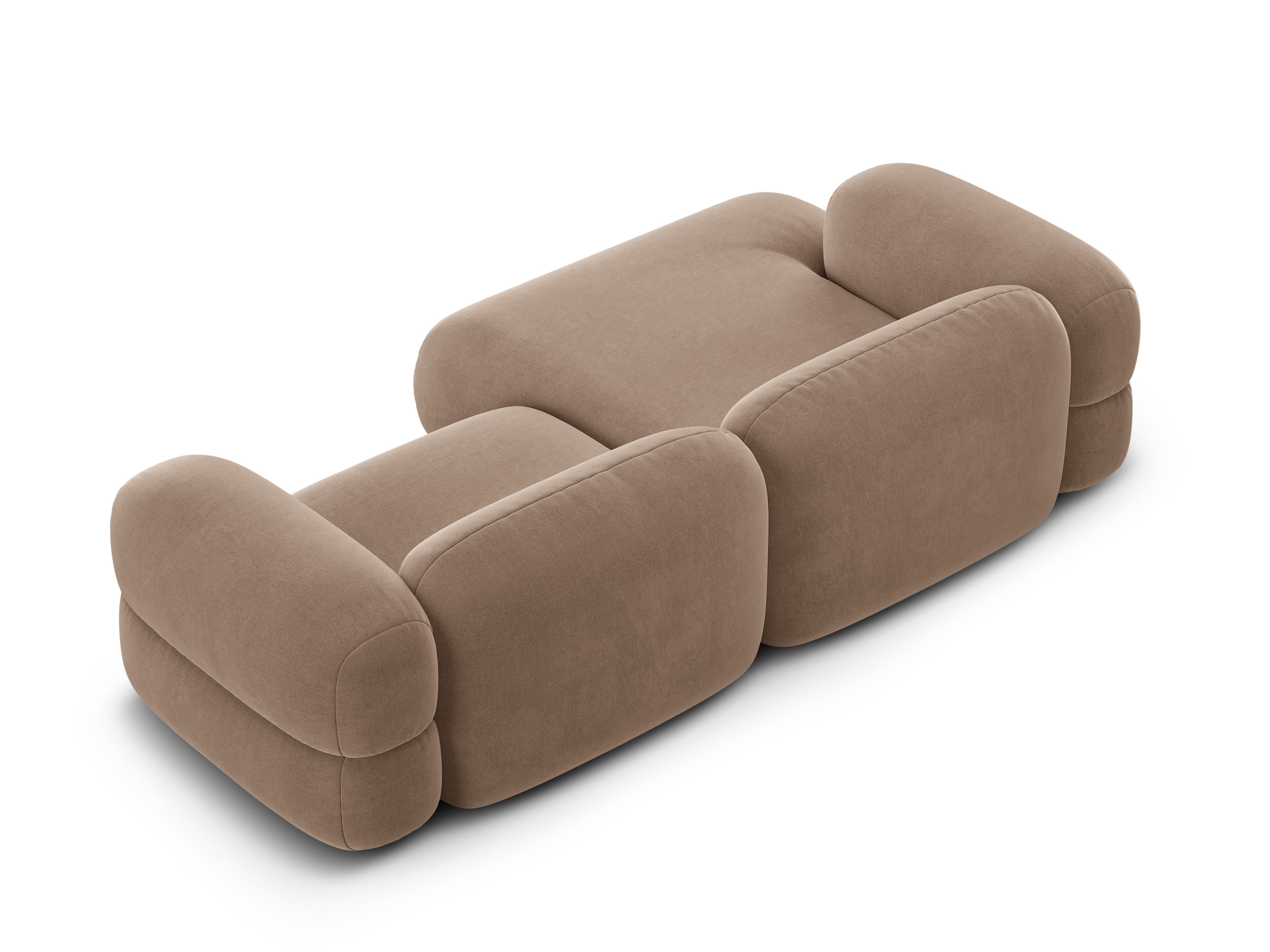 Rohová sedačka z jemného sametu ľavostranná ROGER tmavobežová