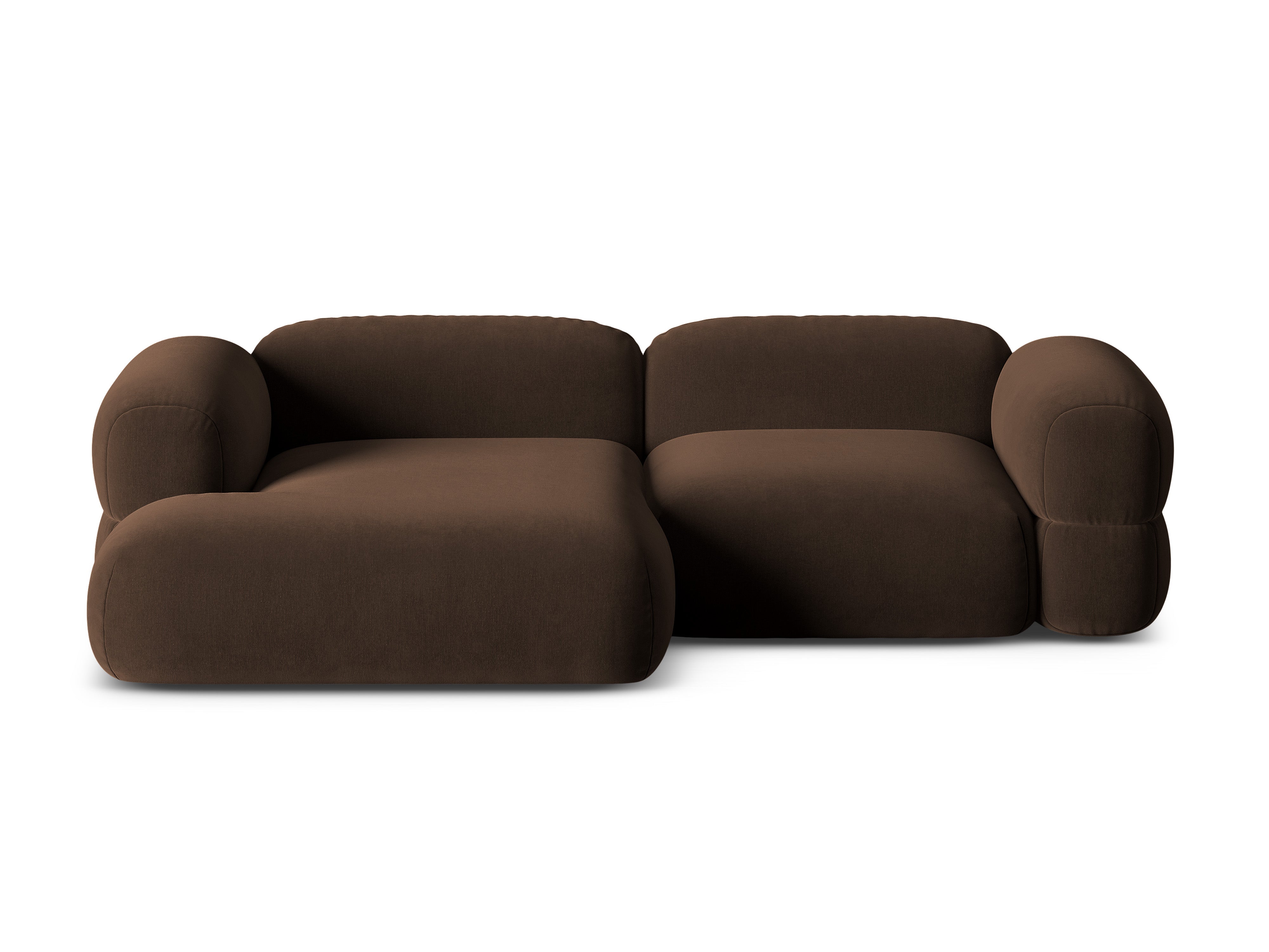 Left-facing velvet corner sofa ROGER chocolate