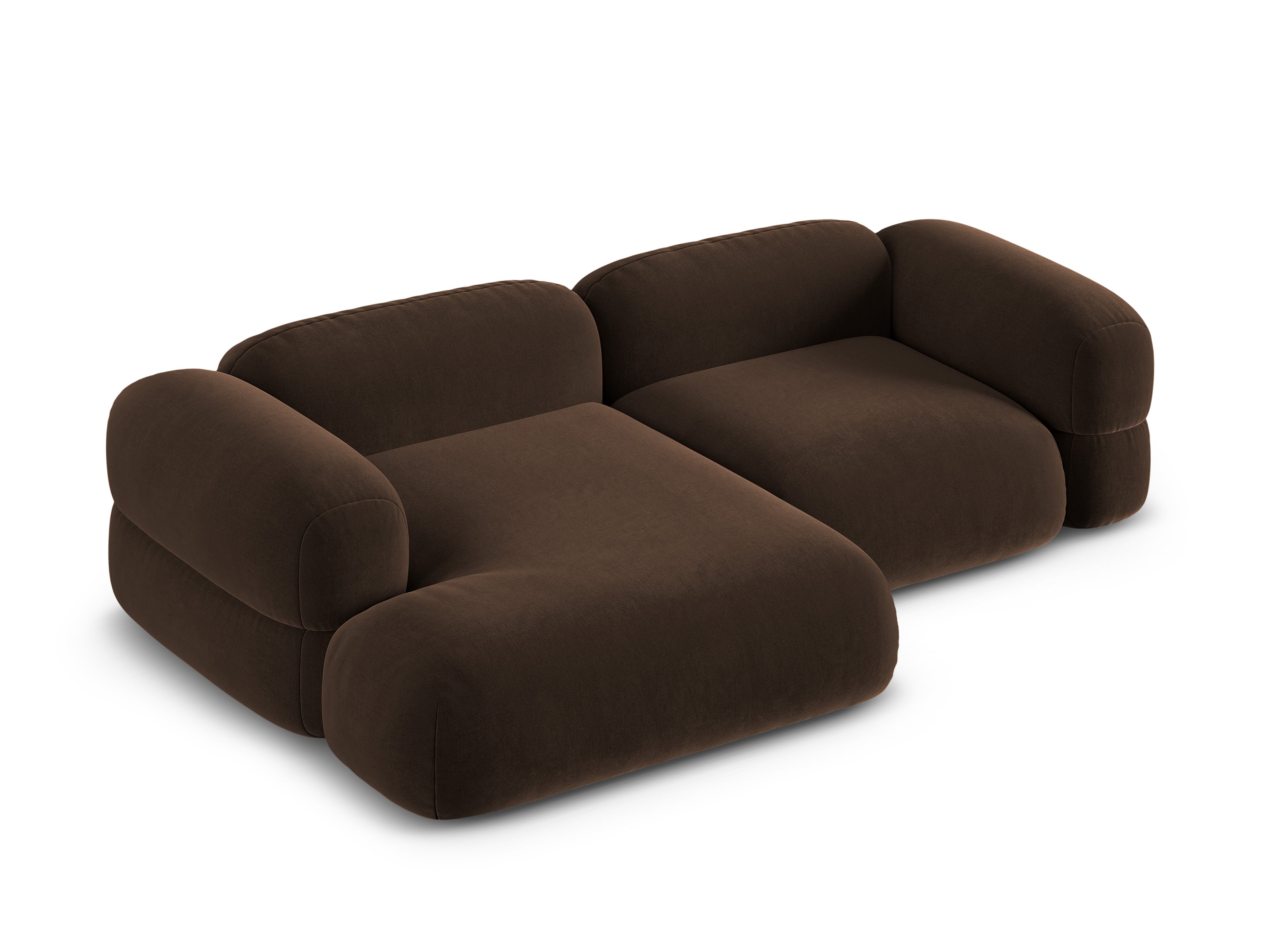 Left-facing velvet corner sofa ROGER chocolate