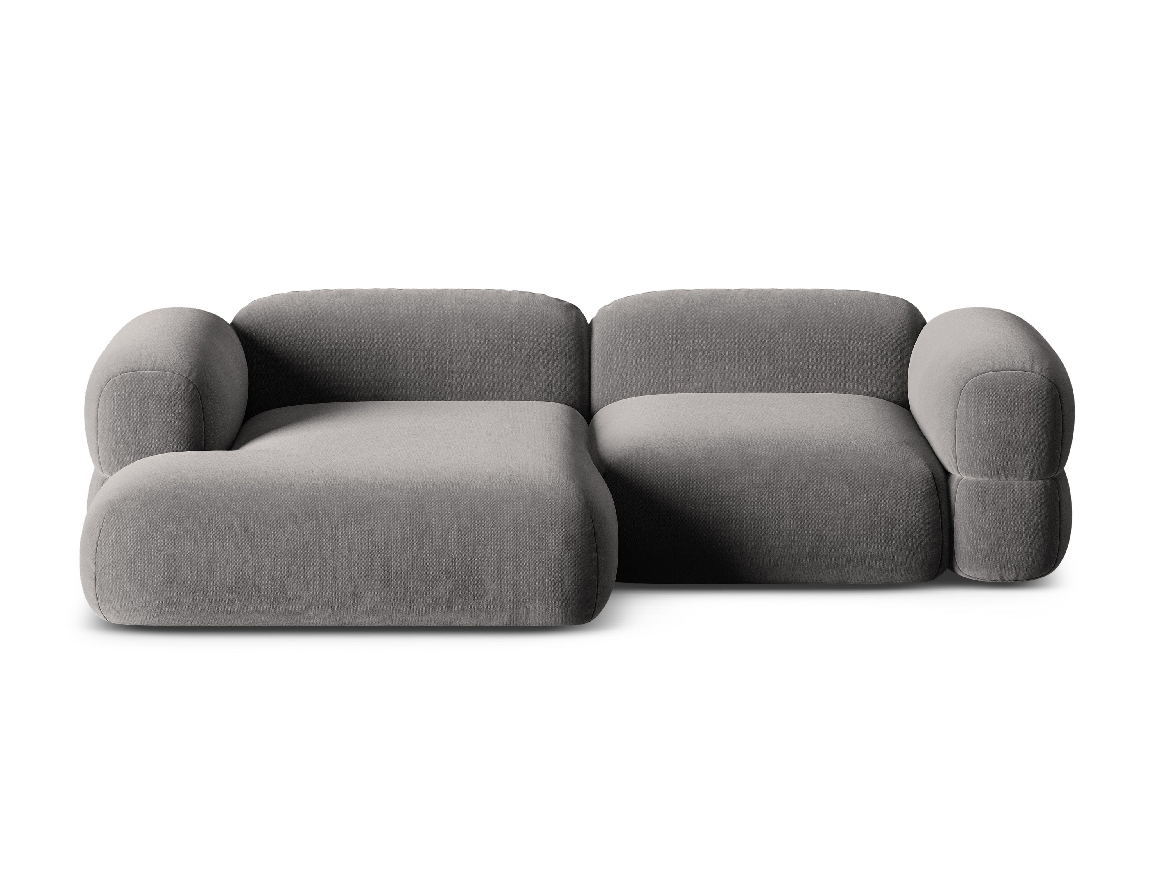 Left-facing velvet corner sofa ROGER gray
