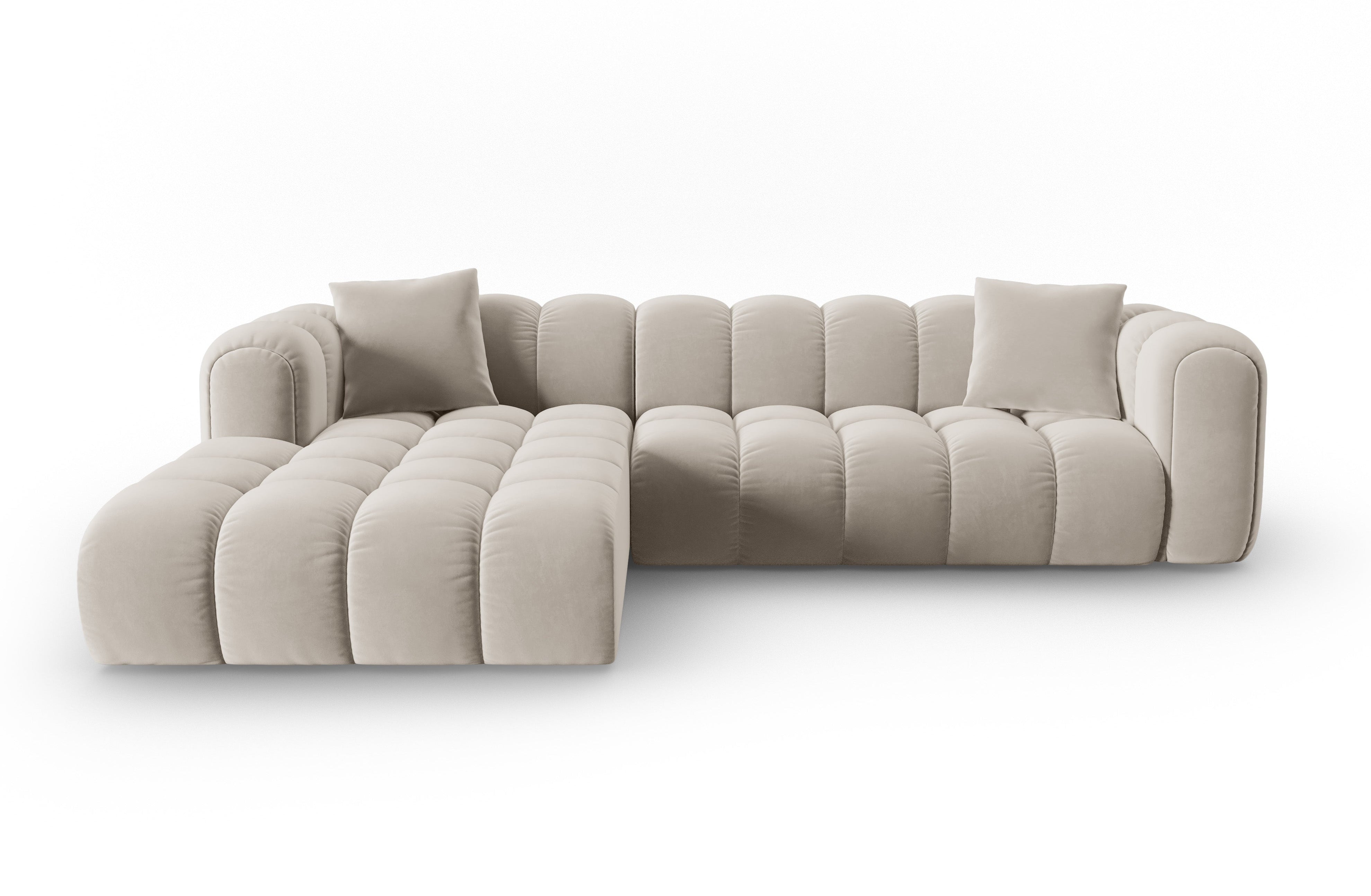 Sametový rohový gauč pre 4 osoby, ľavý ASTRO ecru