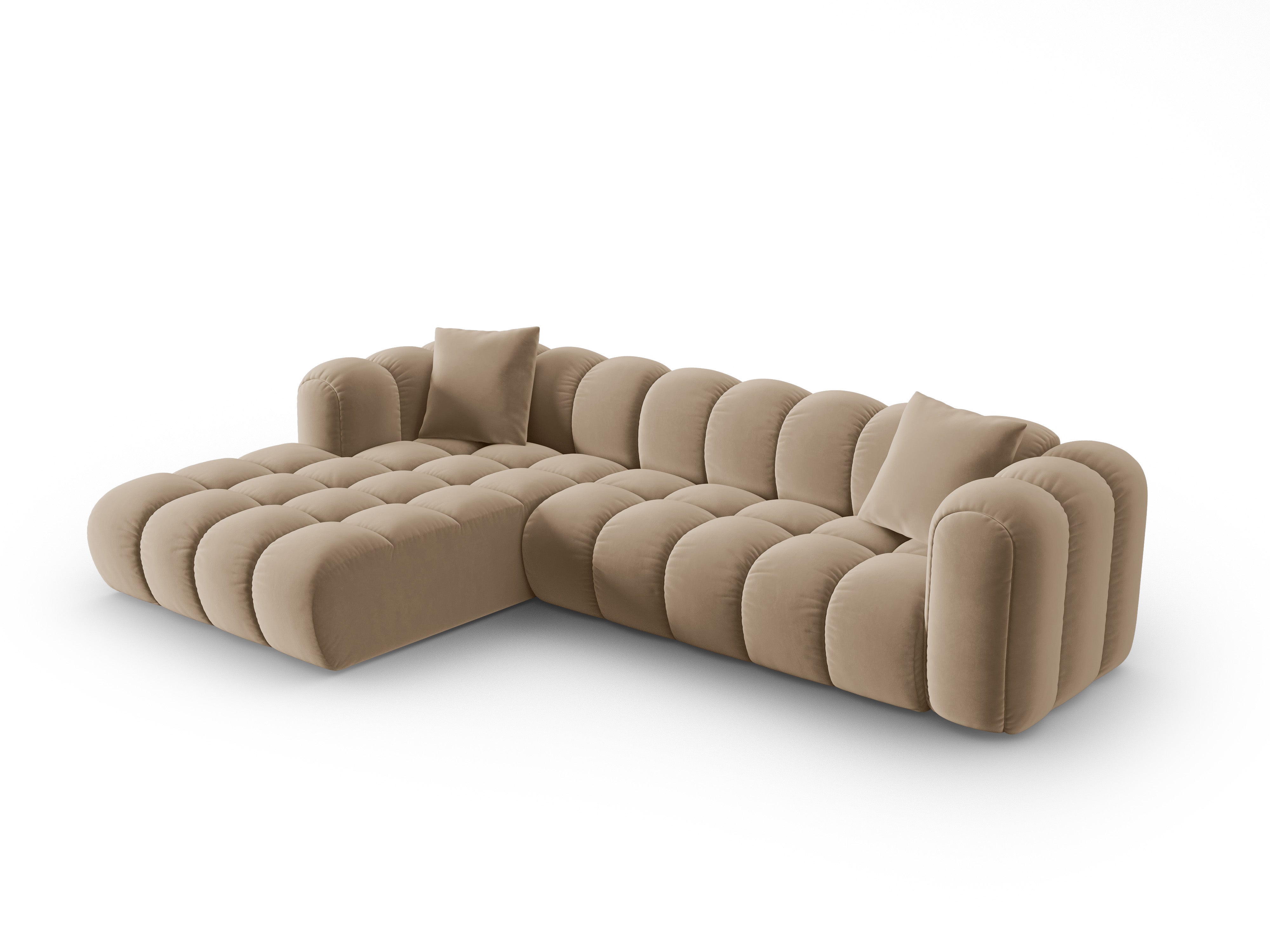 Sametový rohový gauč pre 4 osoby, ľavý ASTRO pieskový