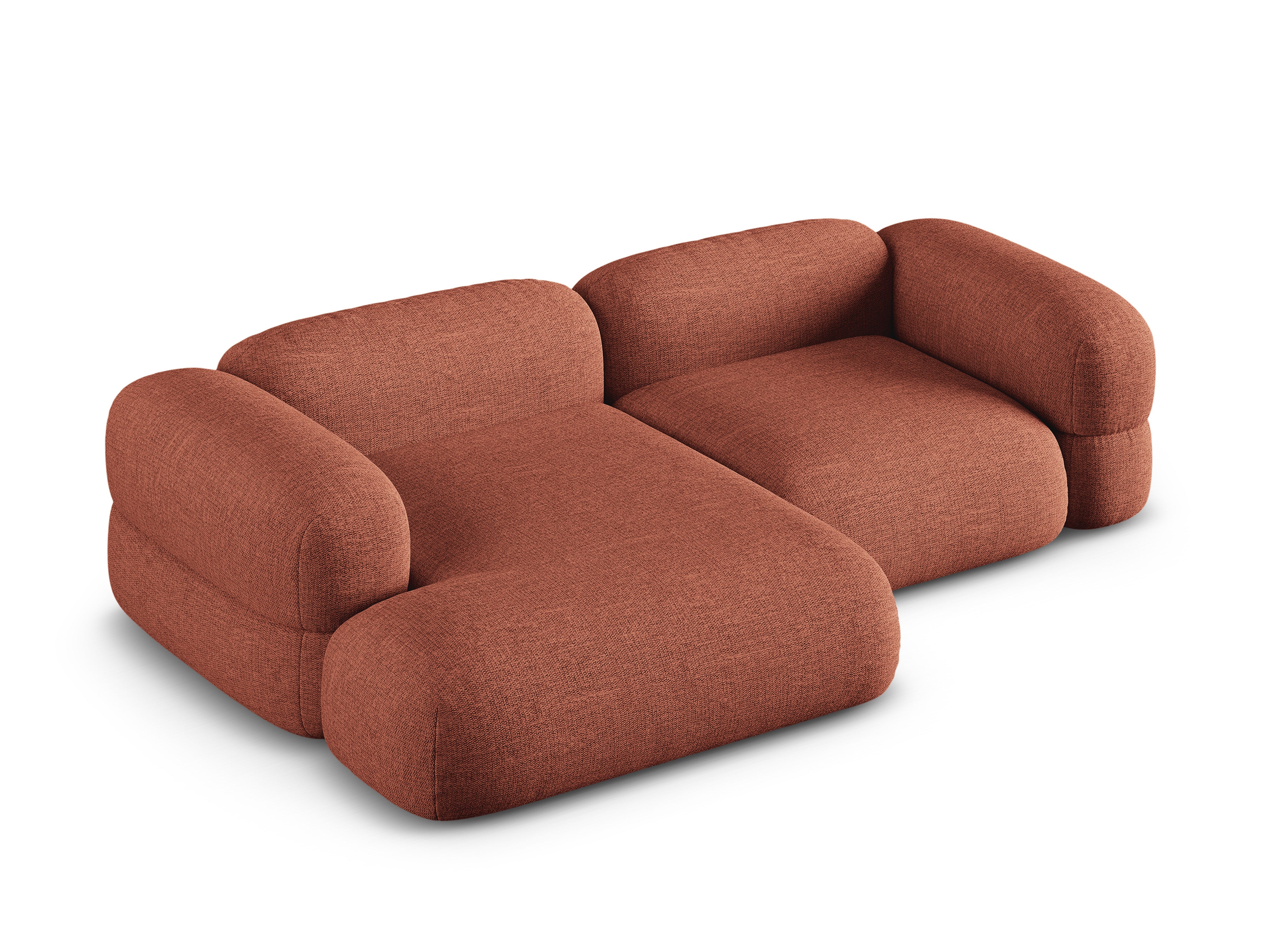 Left-sided corner sofa ROGER coral chenille