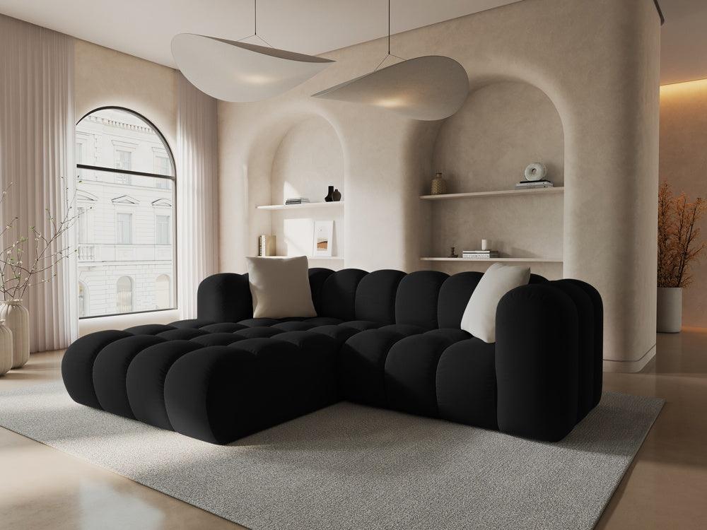 Narożnik aksamitny 3-osobowy lewostronny HALLEY czarny Windsor & Co Eye on Design