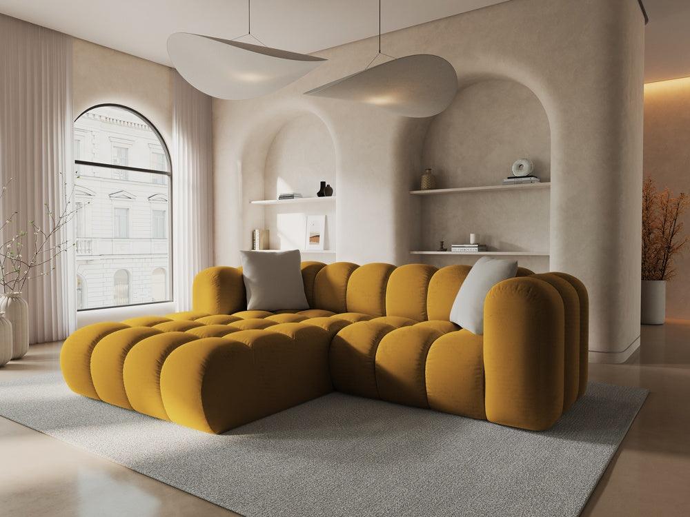 Narożnik aksamitny 3-osobowy lewostronny HALLEY żółty Windsor & Co Eye on Design