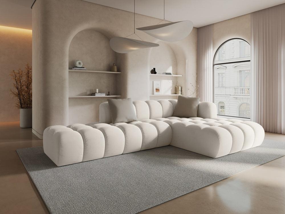 Narożnik aksamitny 5-osobowy prawostronny HALLEY jasnobeżowy Windsor & Co Eye on Design