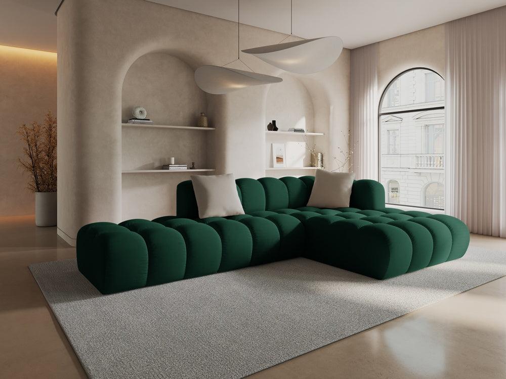 Narożnik aksamitny 5-osobowy prawostronny HALLEY butelkowa zieleń Windsor & Co Eye on Design