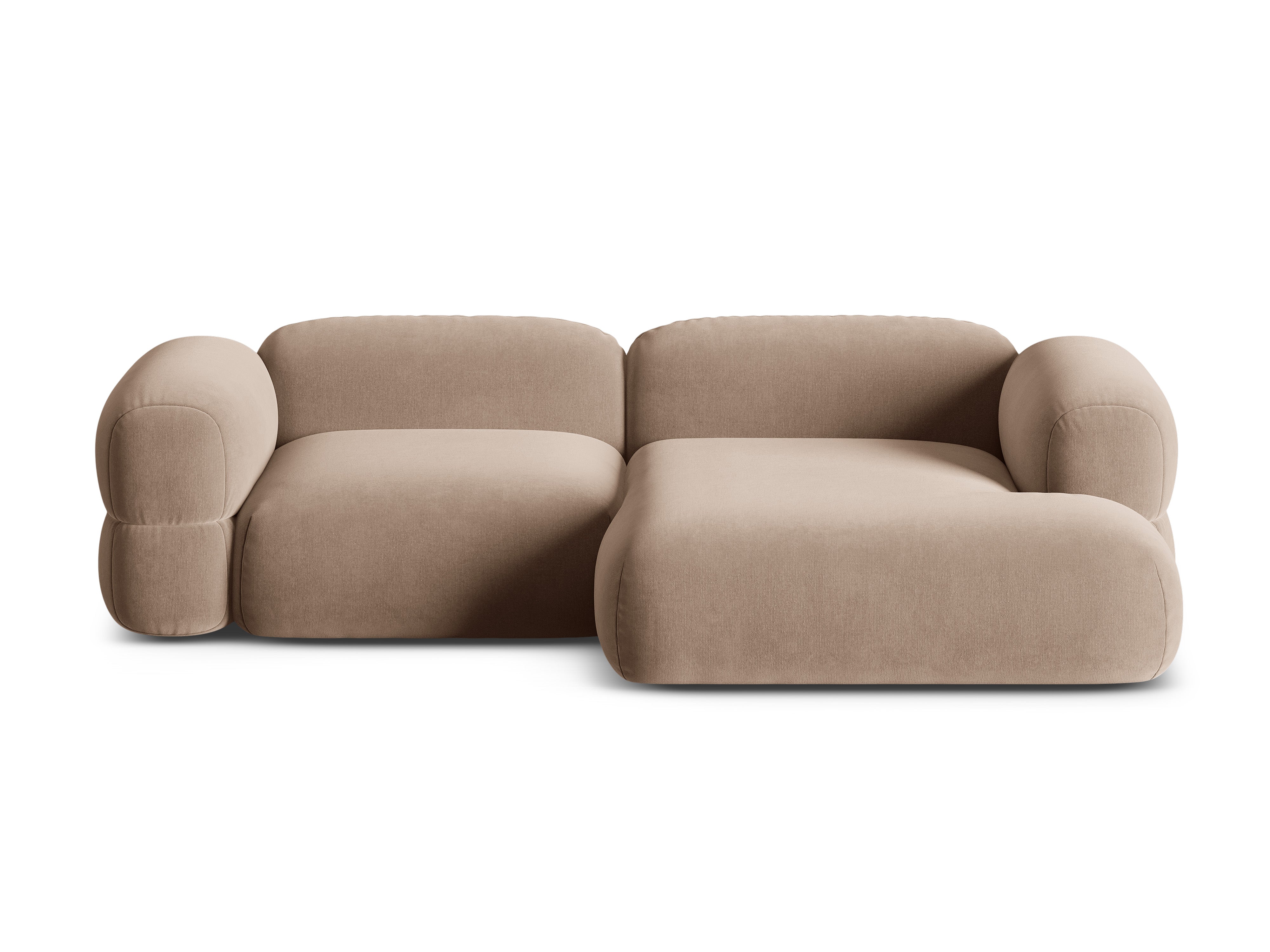 Right-facing velvet corner sofa ROGER in dark beige