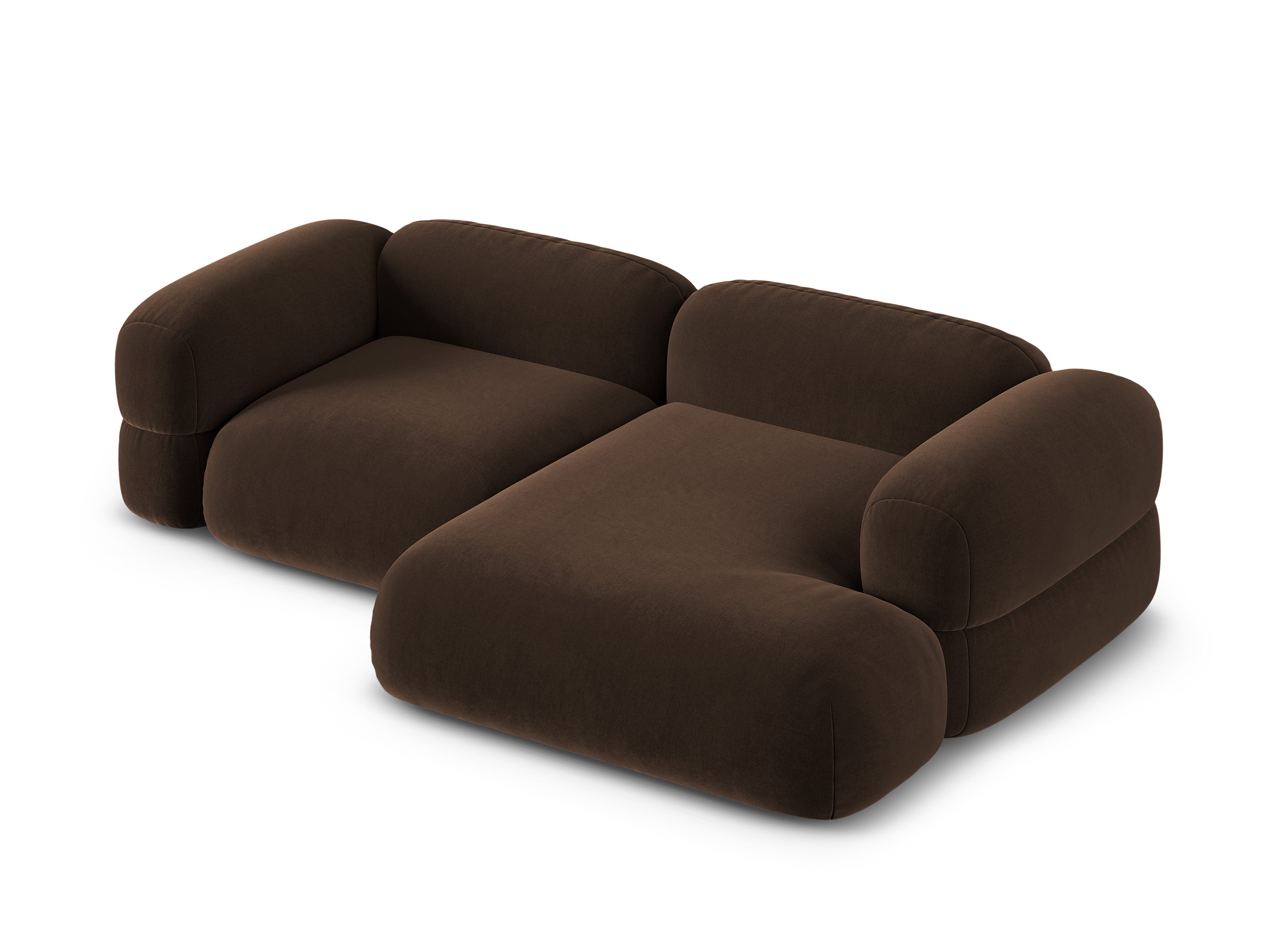 Right-facing velvet corner sofa ROGER chocolate