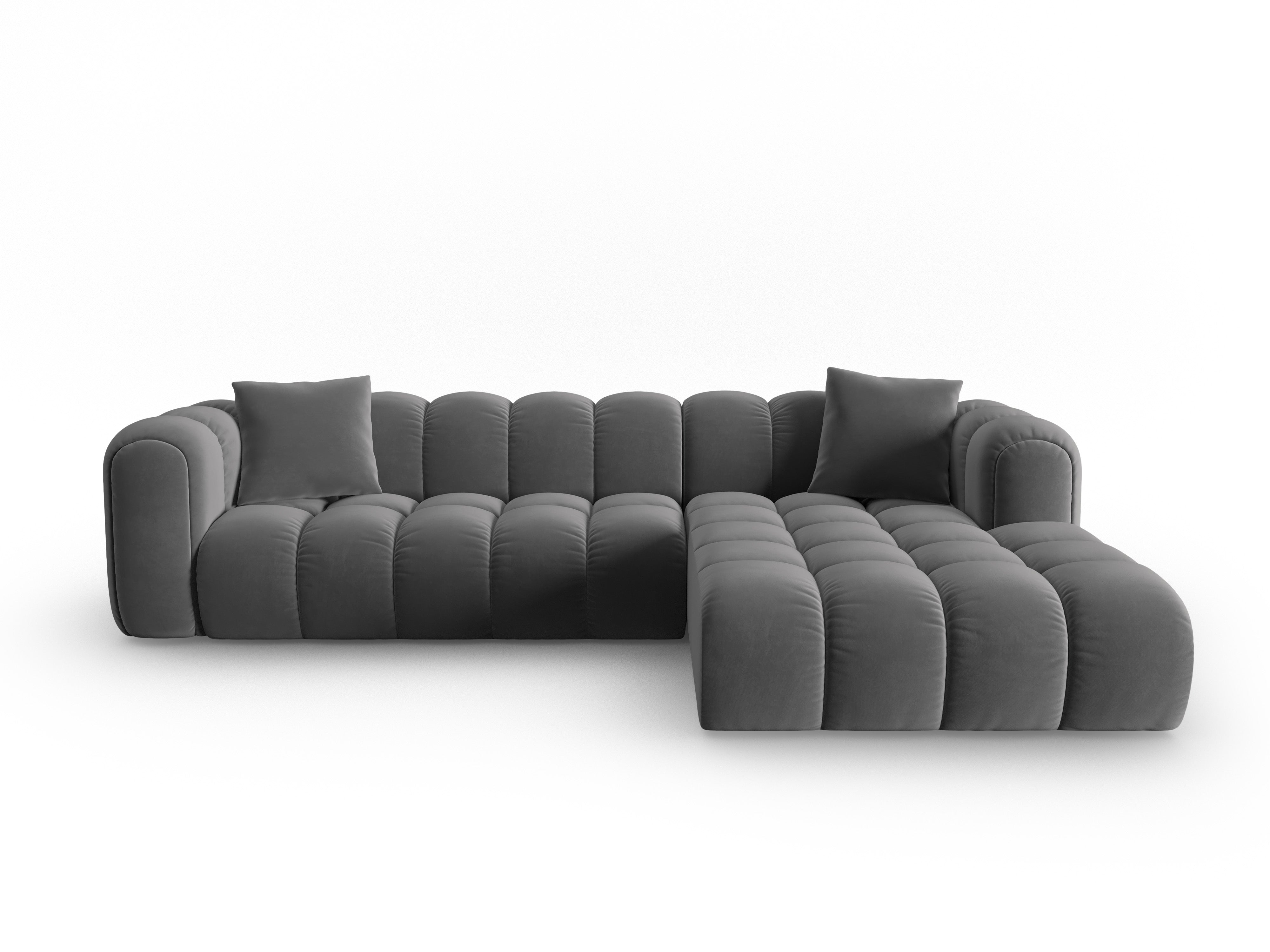 Velvet corner sofa for 4 people right-facing ASTRO gray