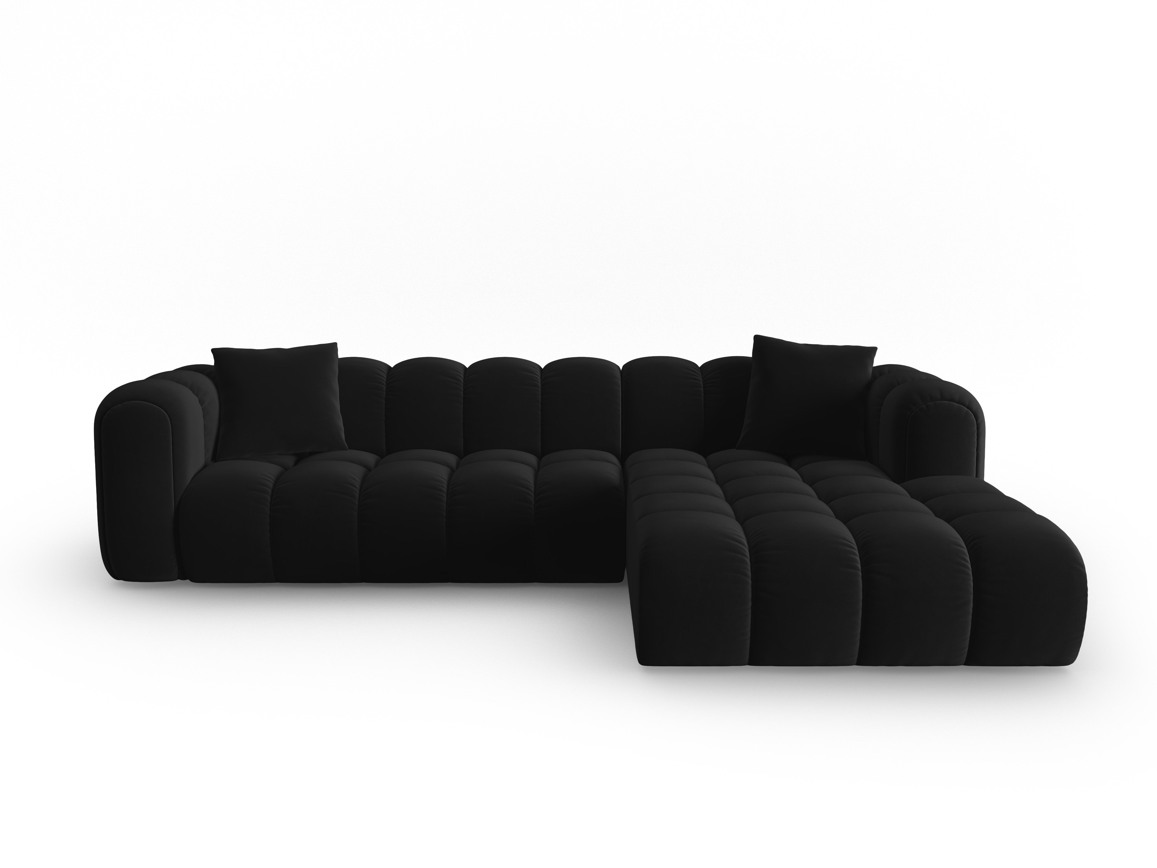 Velvet corner sofa for 4 people right-sided ASTRO black