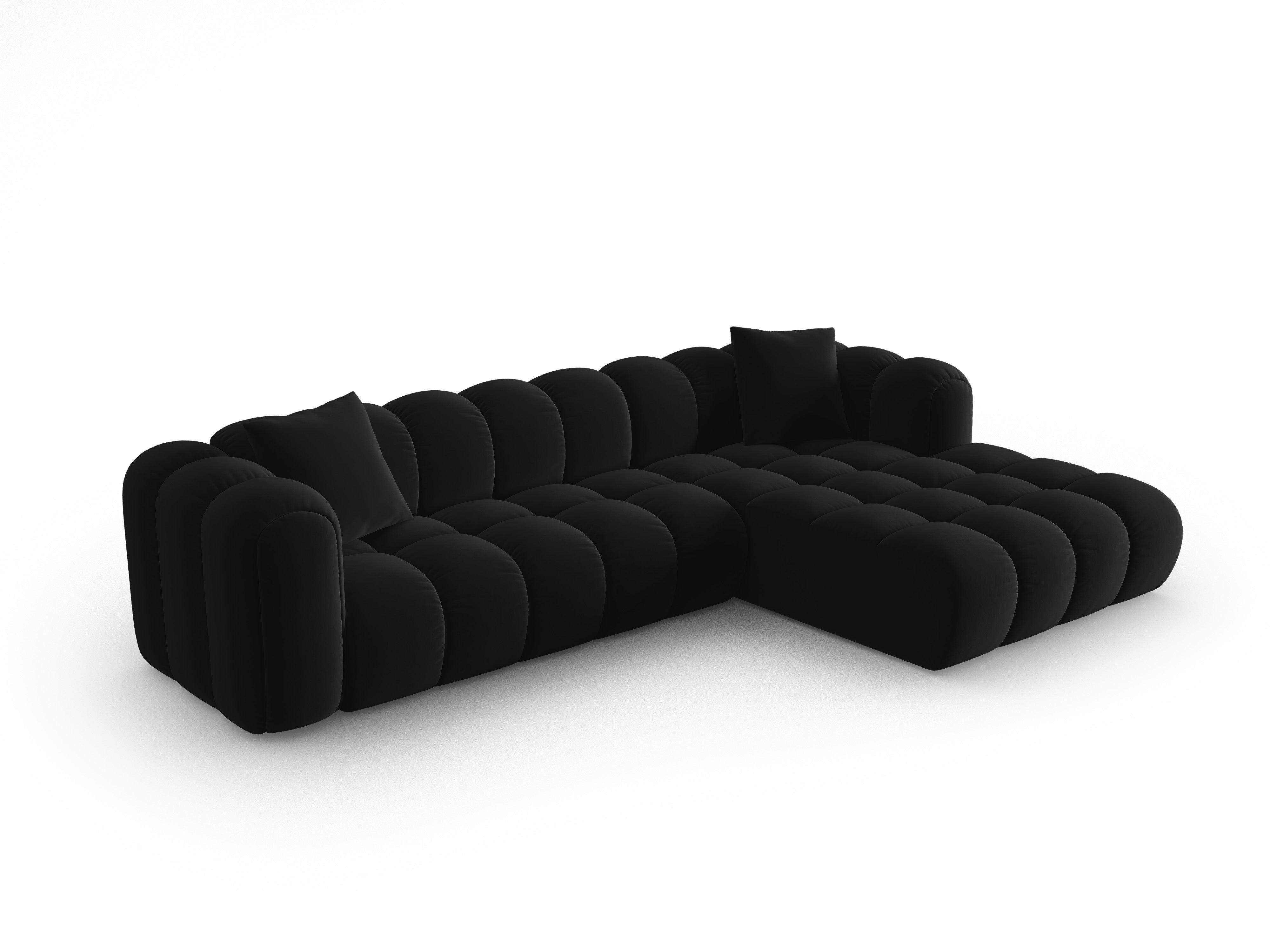 Velvet corner sofa for 4 people right-sided ASTRO black
