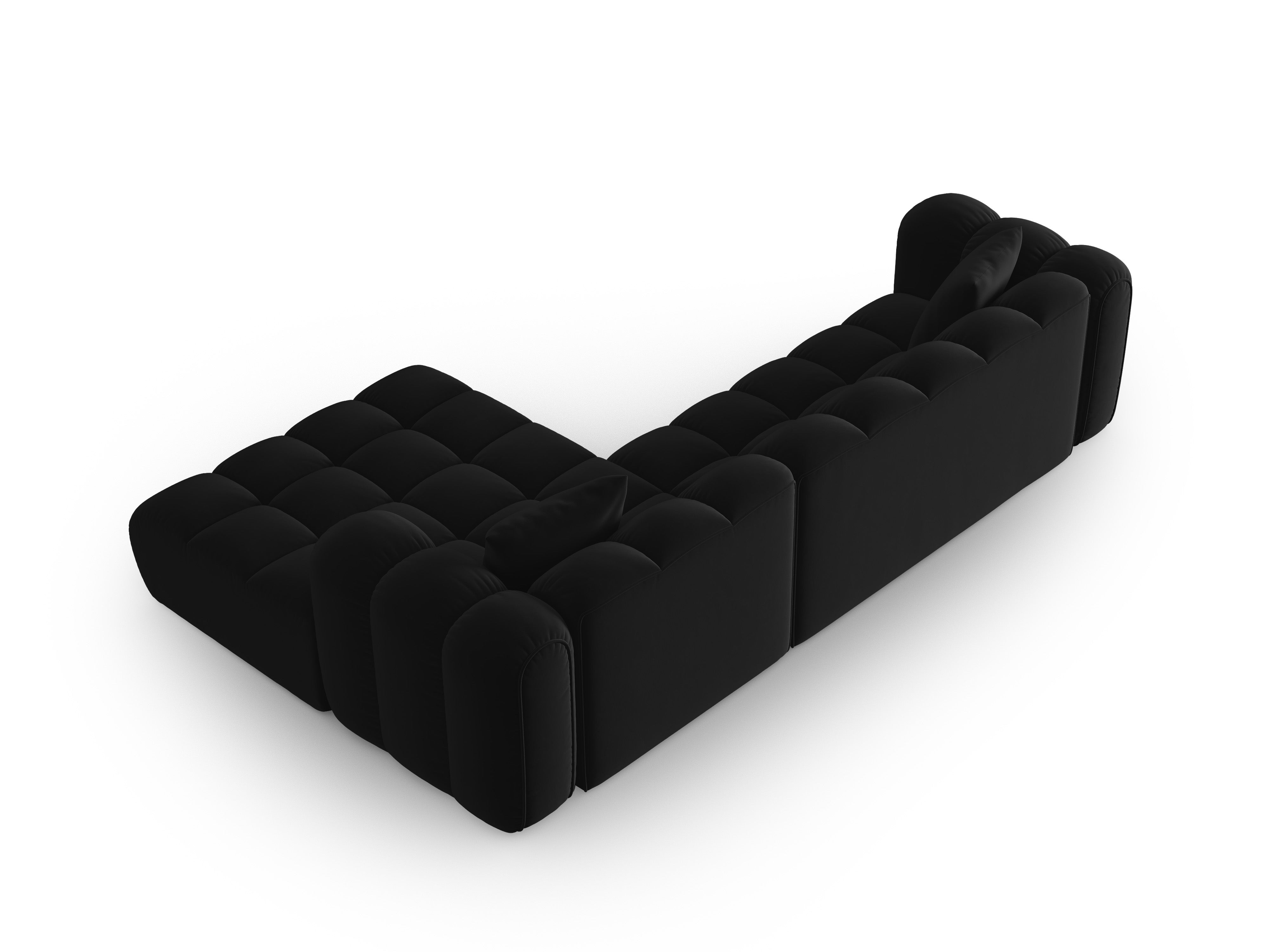 Velvet corner sofa for 4 people right-sided ASTRO black