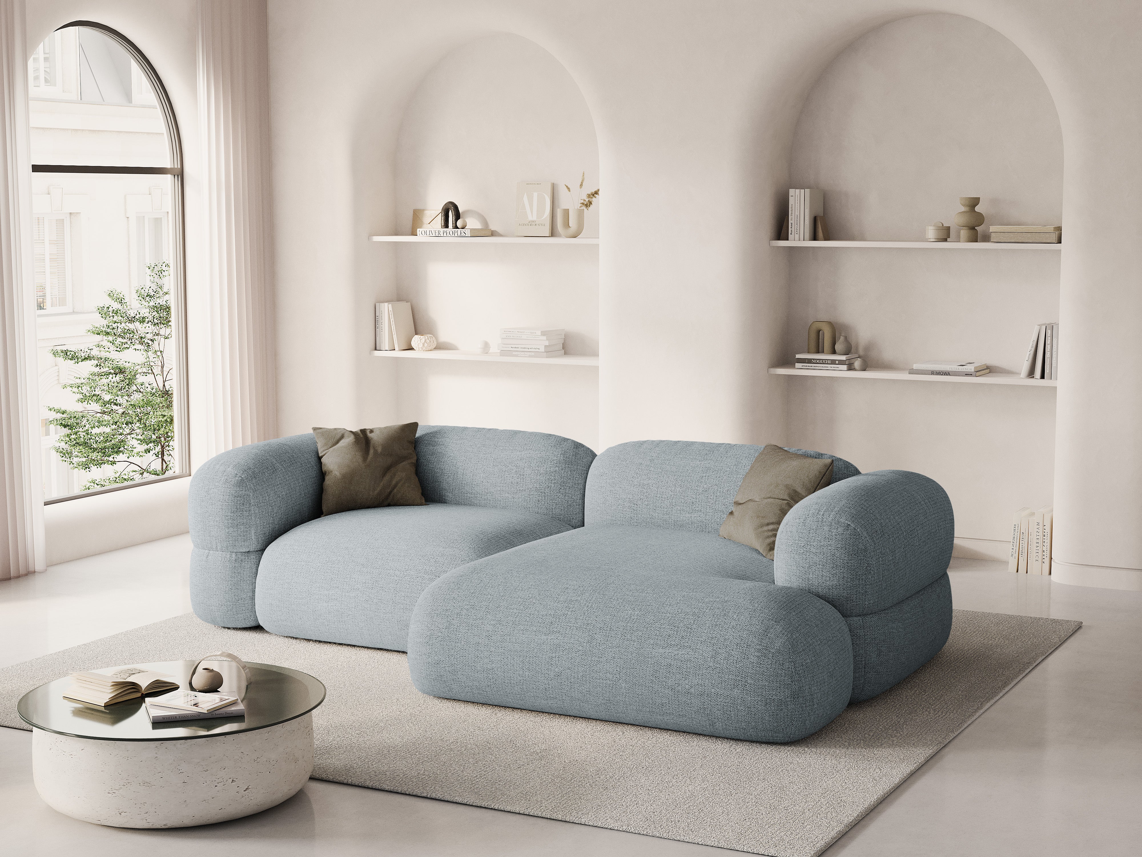 Pravostranný rohový gauč ROGER modrý szenil