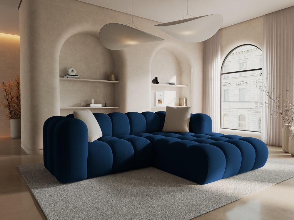 Narożnik aksamitny 3-osobowy prawostronny HALLEY granat królewski Windsor & Co Eye on Design