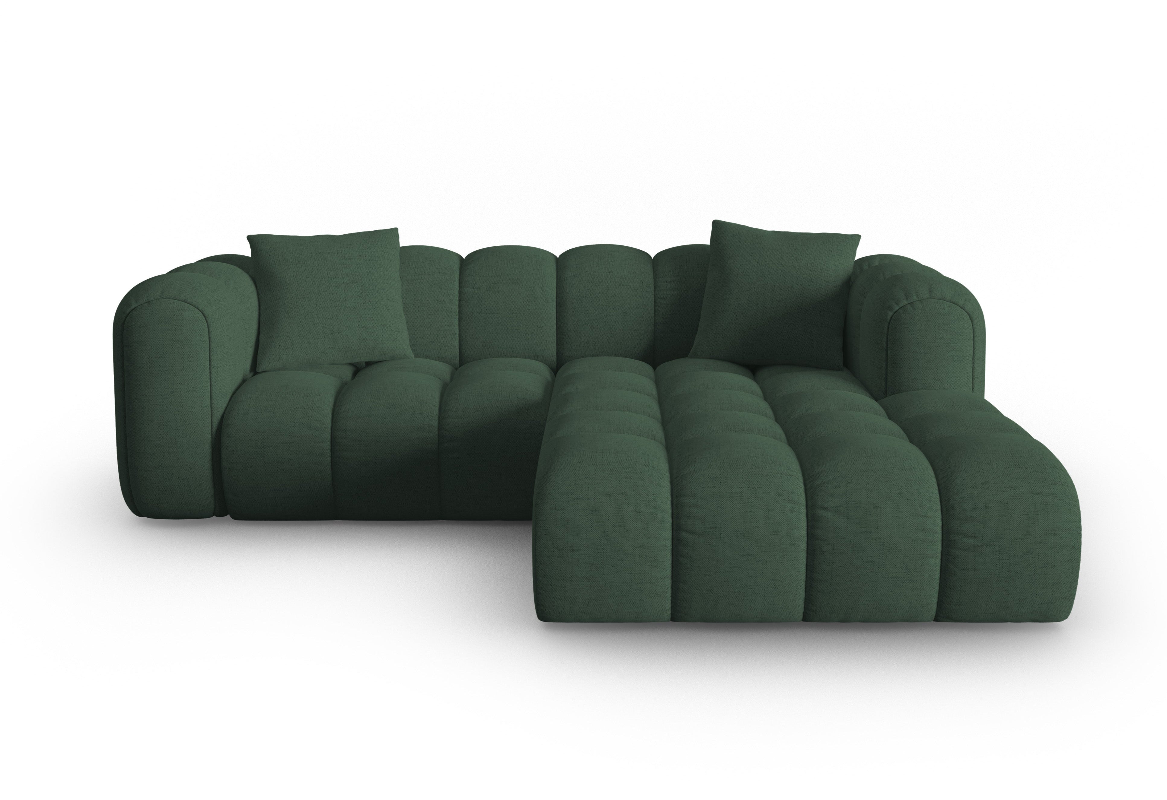 Right-facing 3-seater corner sofa ASTRO sea green chenille