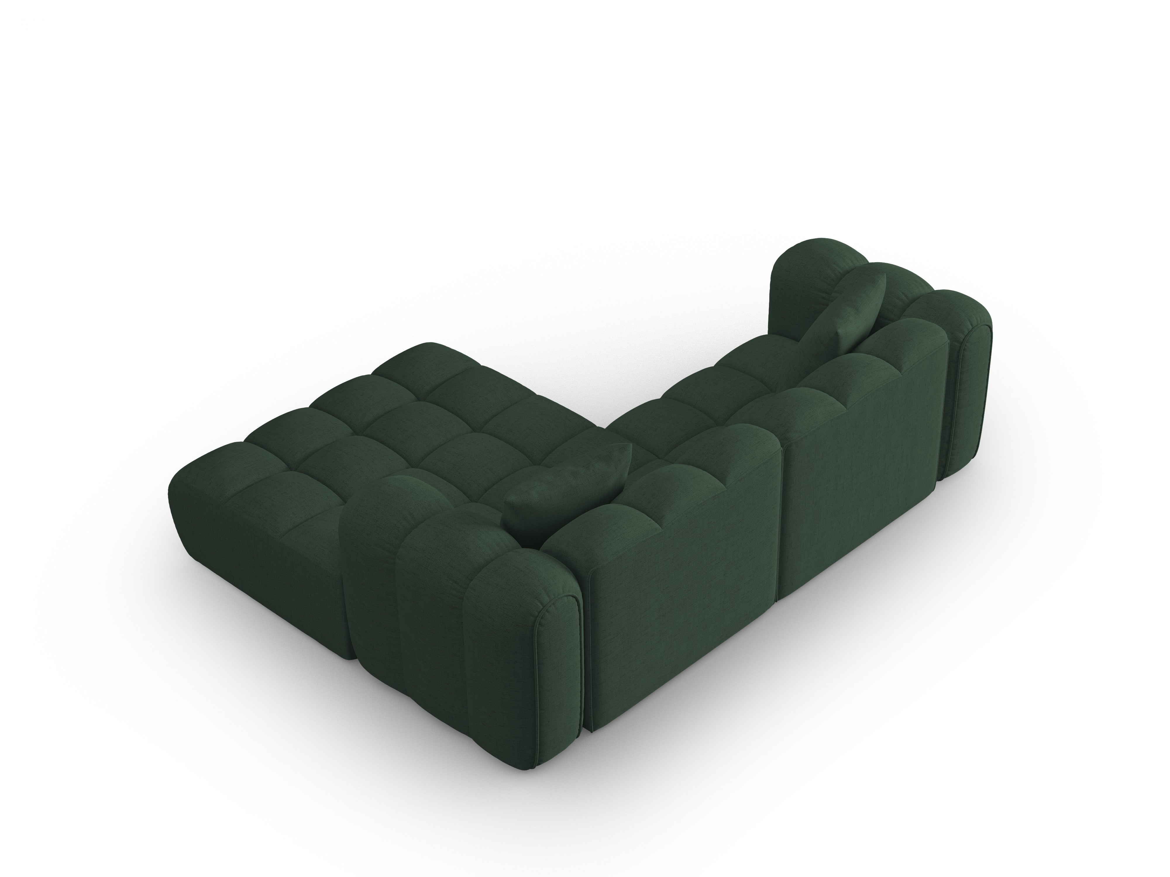 Right-facing 3-seater corner sofa ASTRO sea green chenille