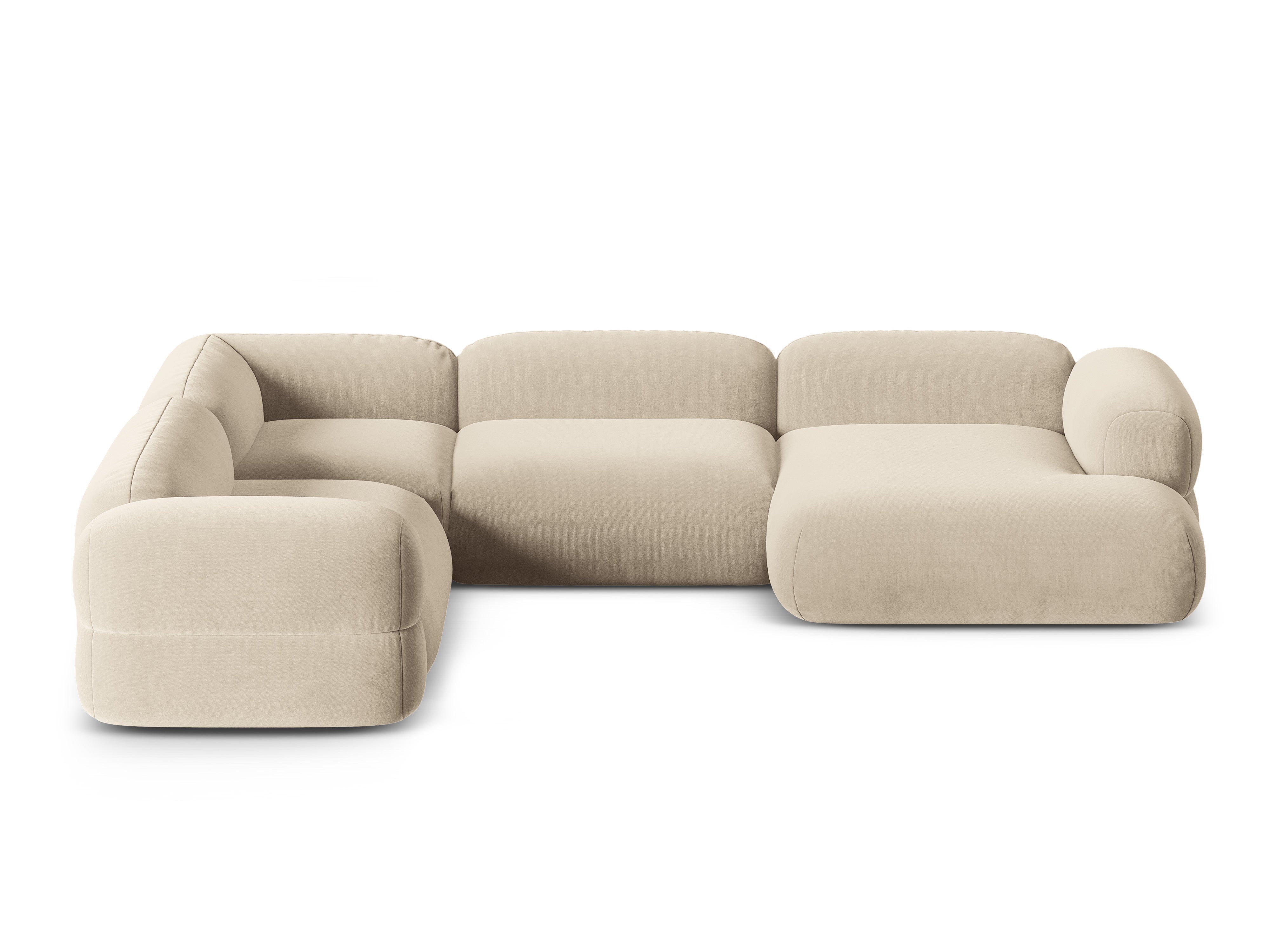 Súprava zamatová v tvare U ľavostranná ROGER svetlo béžová