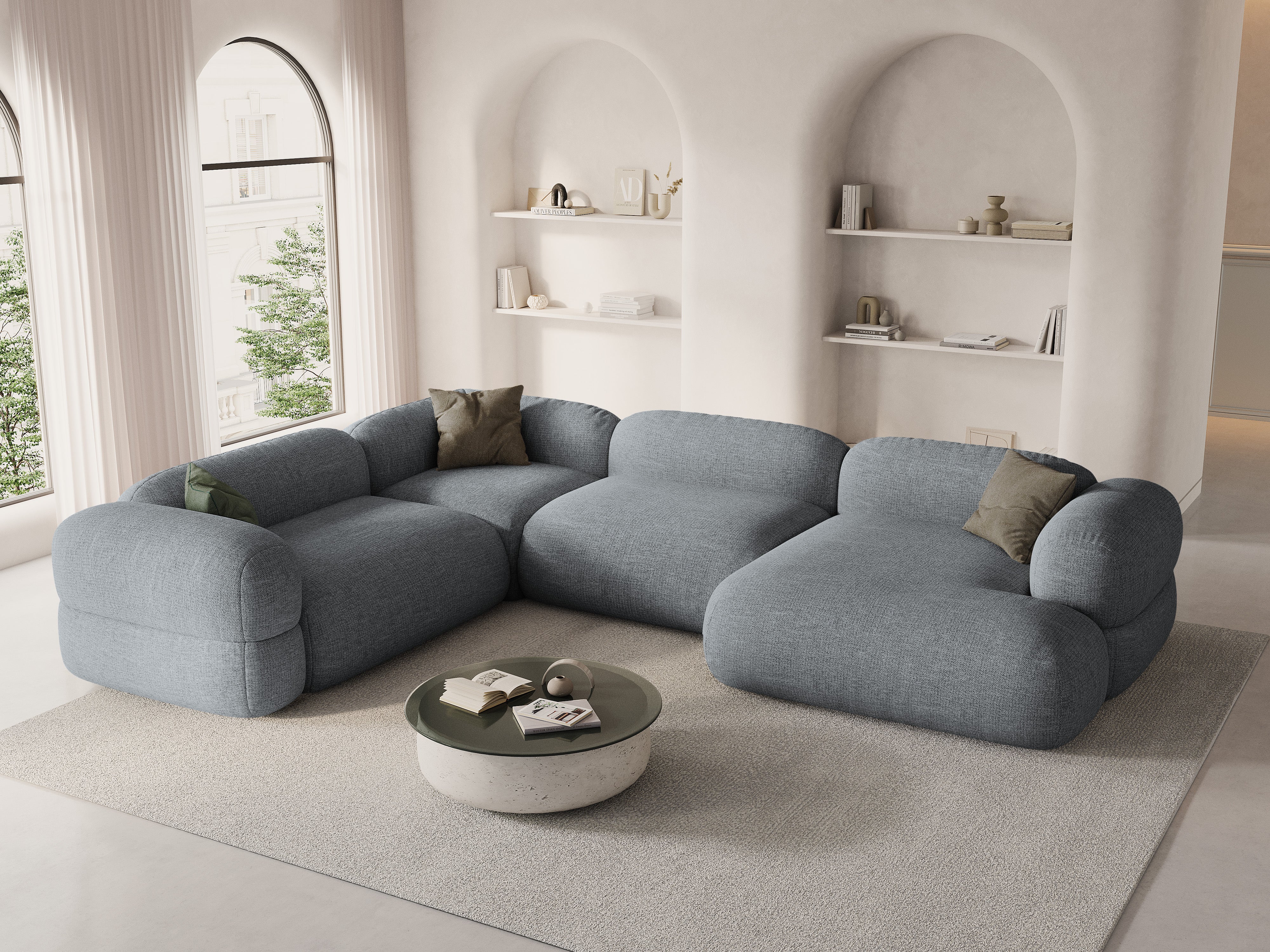 Rohová sedačka do tvaru U ľavá ROGER šedý szenil