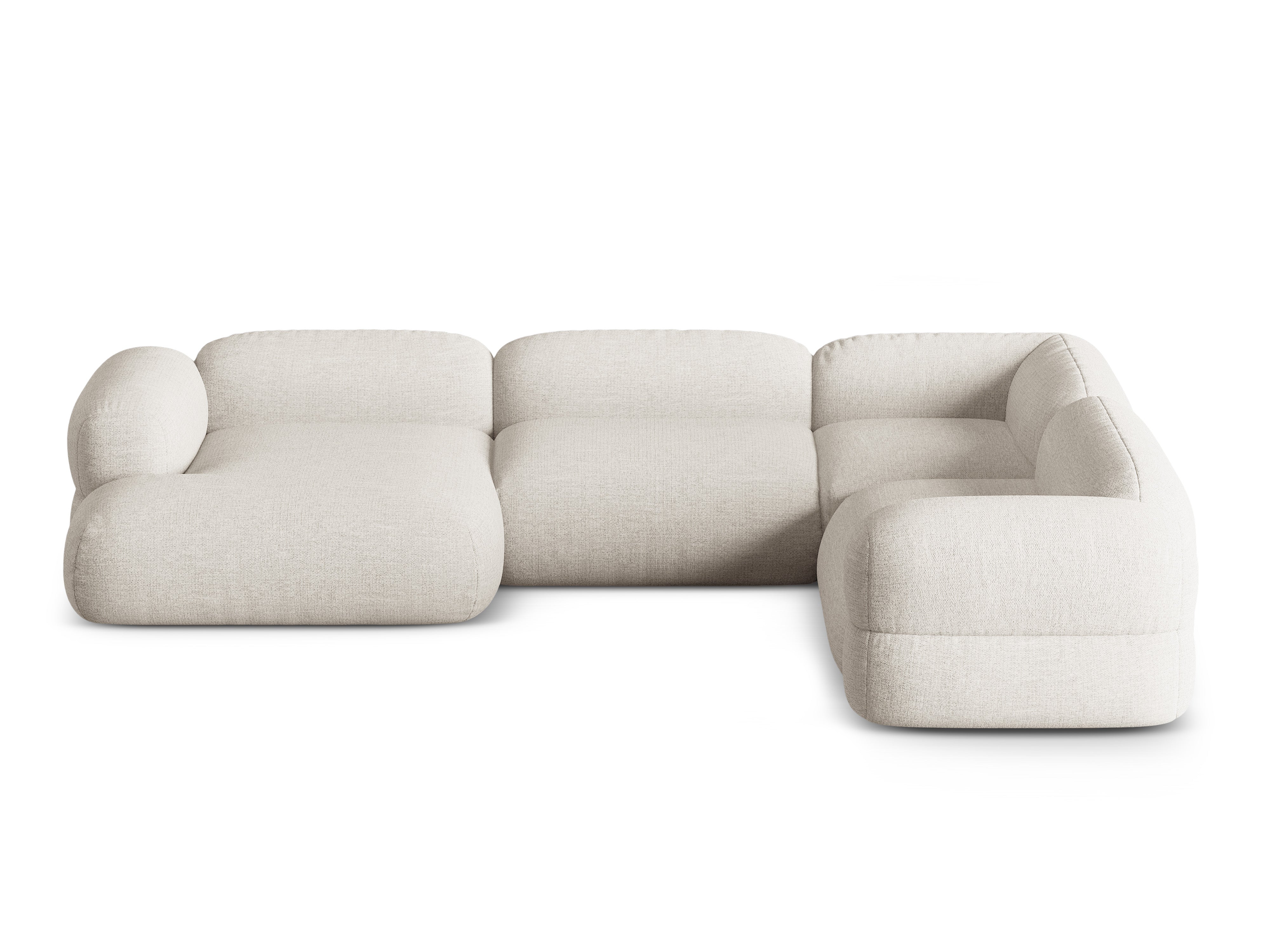 Rohová sedačka v tvare U pravostranná ROGER béžový šenil