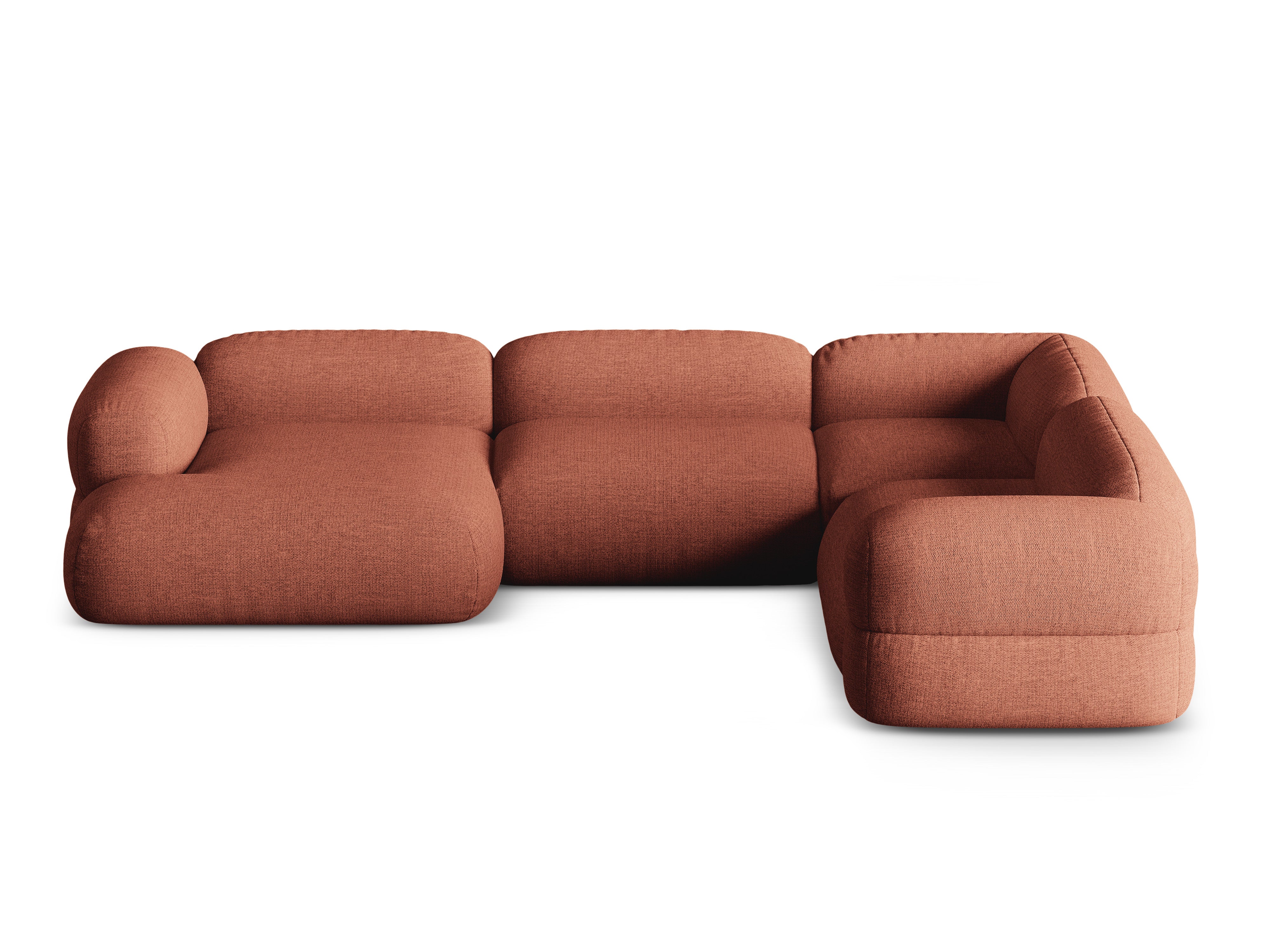 Right-facing U-shaped corner sofa ROGER coral chenille
