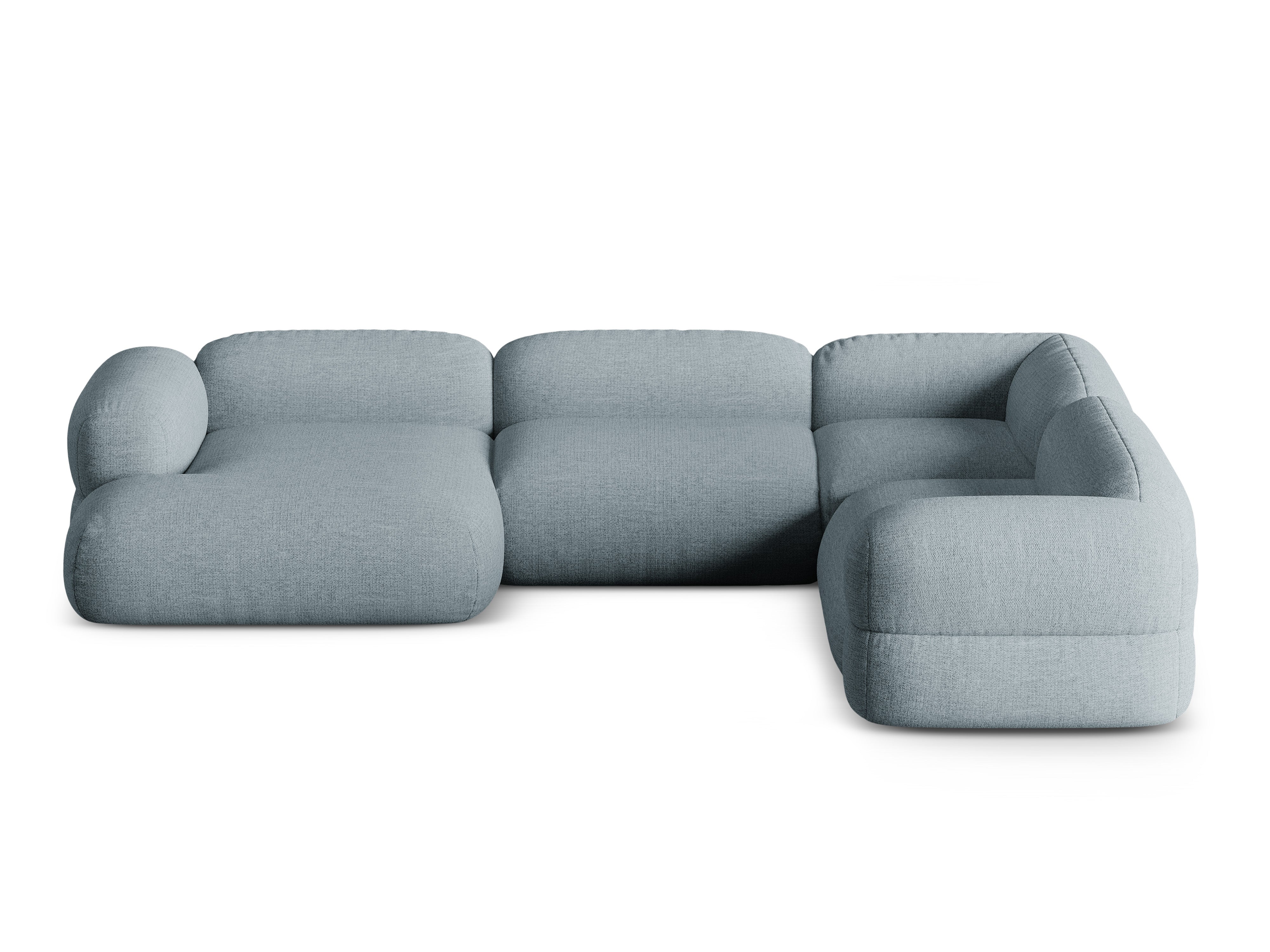 Right-facing U-shaped corner sofa ROGER blue chenille