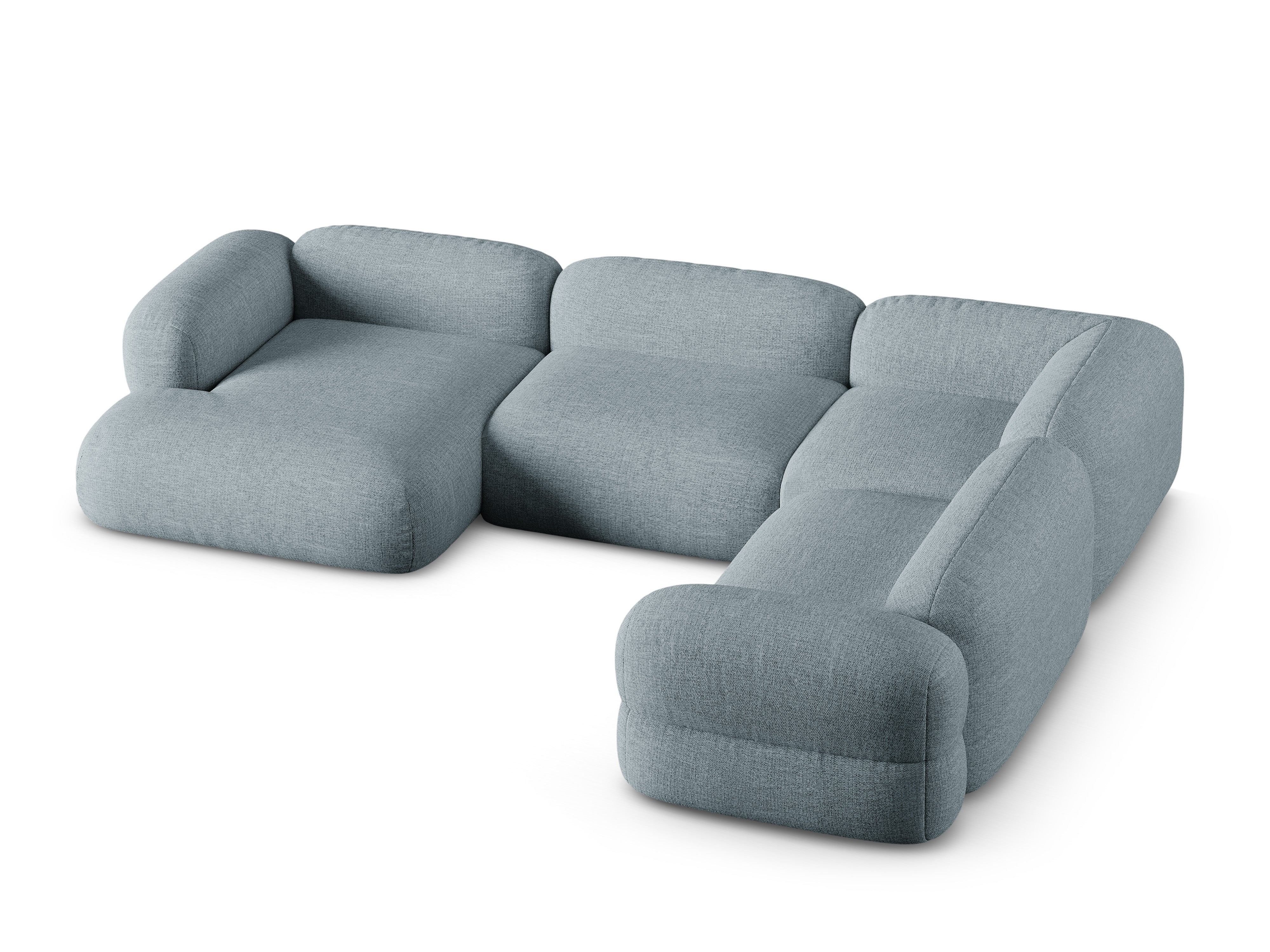 Right-facing U-shaped corner sofa ROGER blue chenille