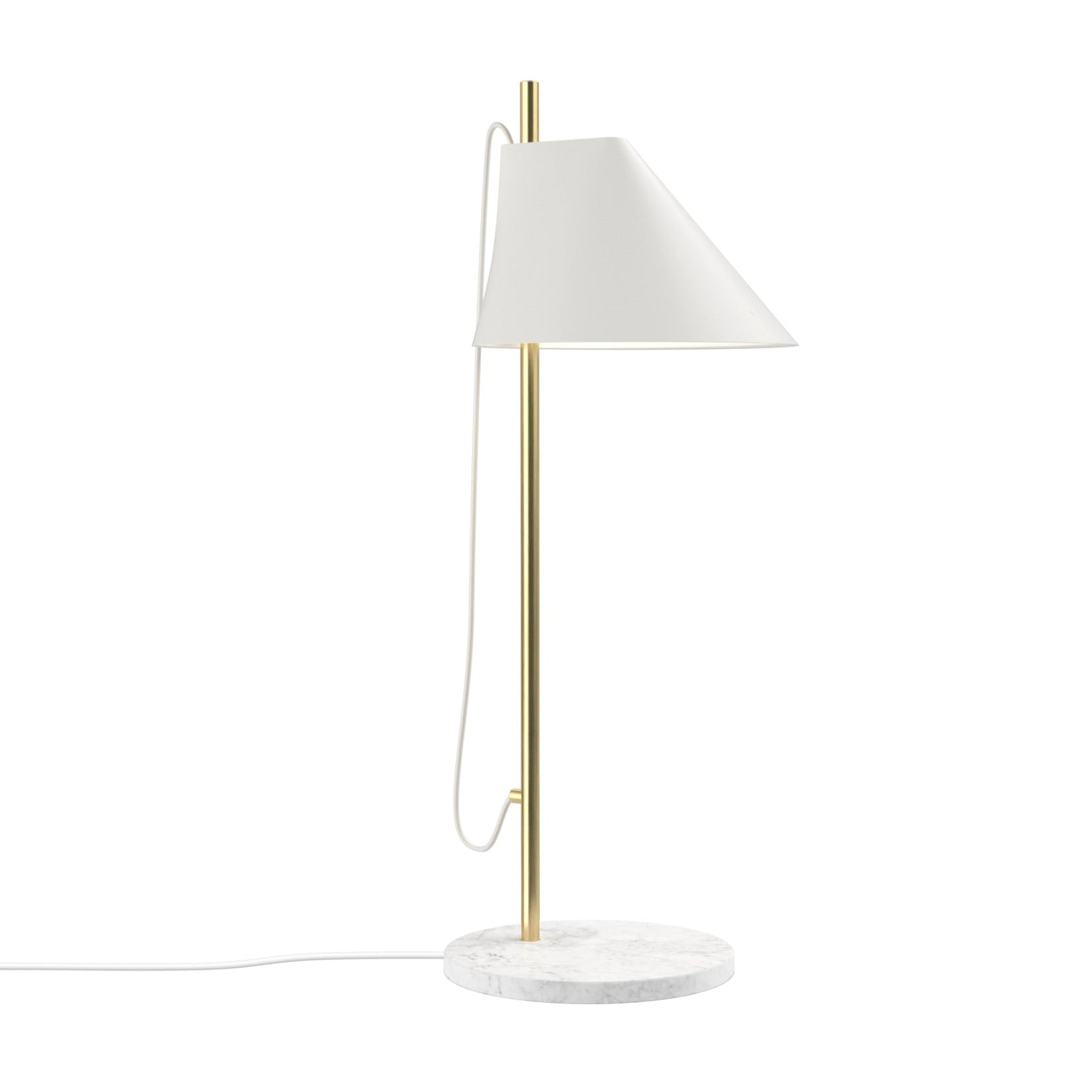 Stolná lampa YUH biela s mosadzným podstavcom