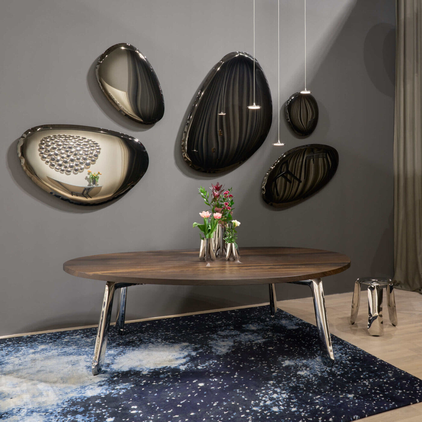 LUNA inox pendant lamp set