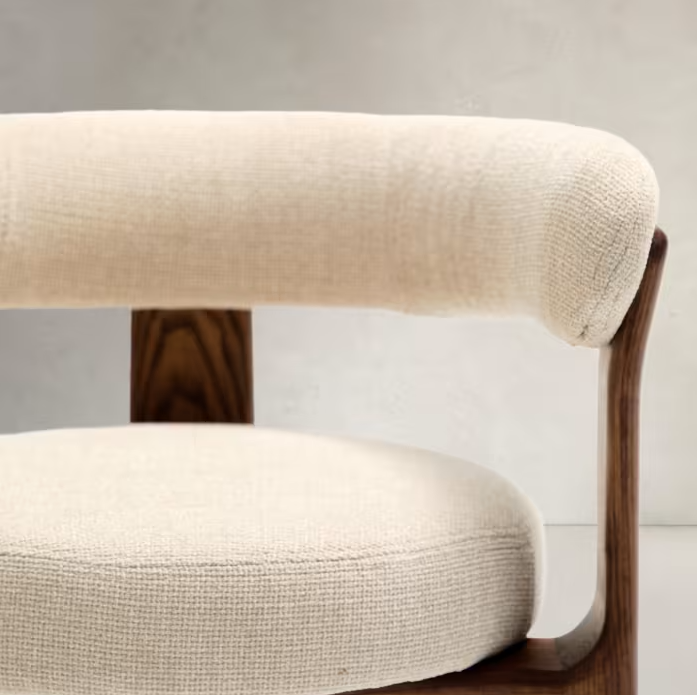 GRANITE armchair in beige chenille with a dark ash base