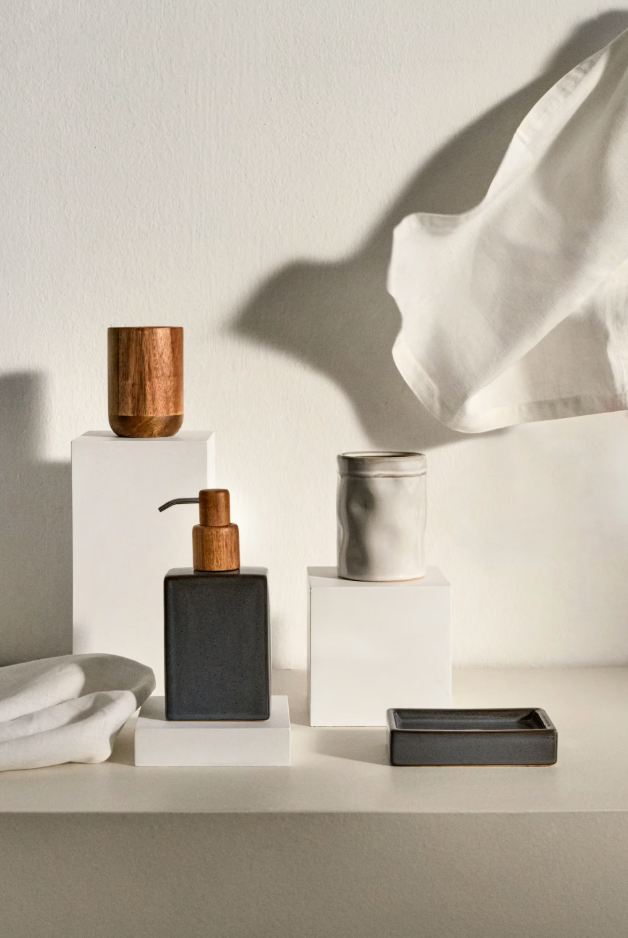 Pohár na zubné kefky SAVEL šedý gres